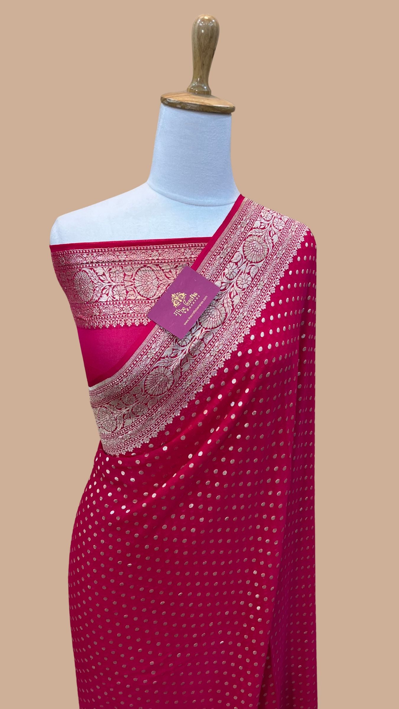 Khaddi Georgette Handloom Banarasi Saree - Water Zari