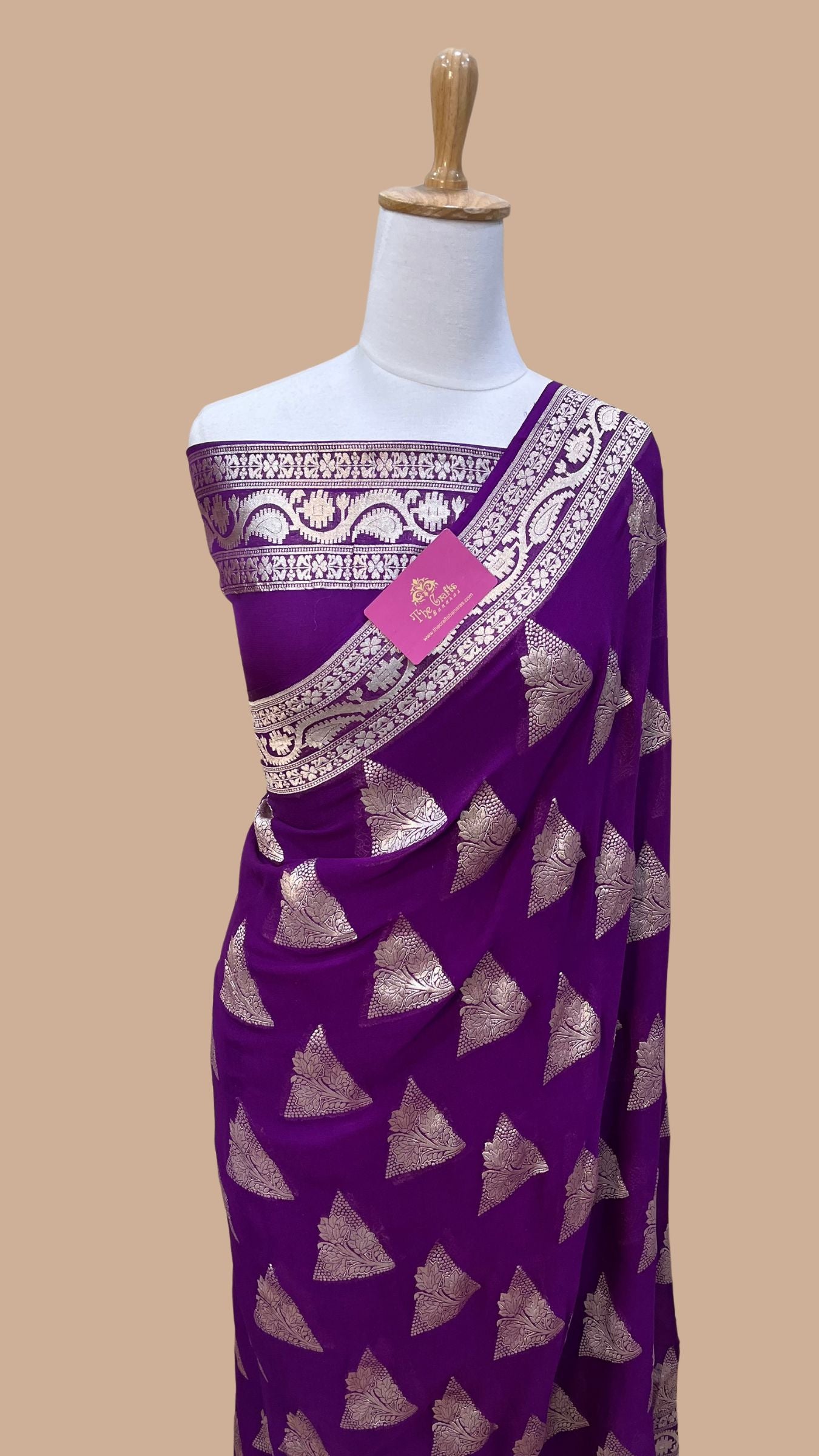 Khaddi Georgette Handloom Banarasi Saree - Water Zari