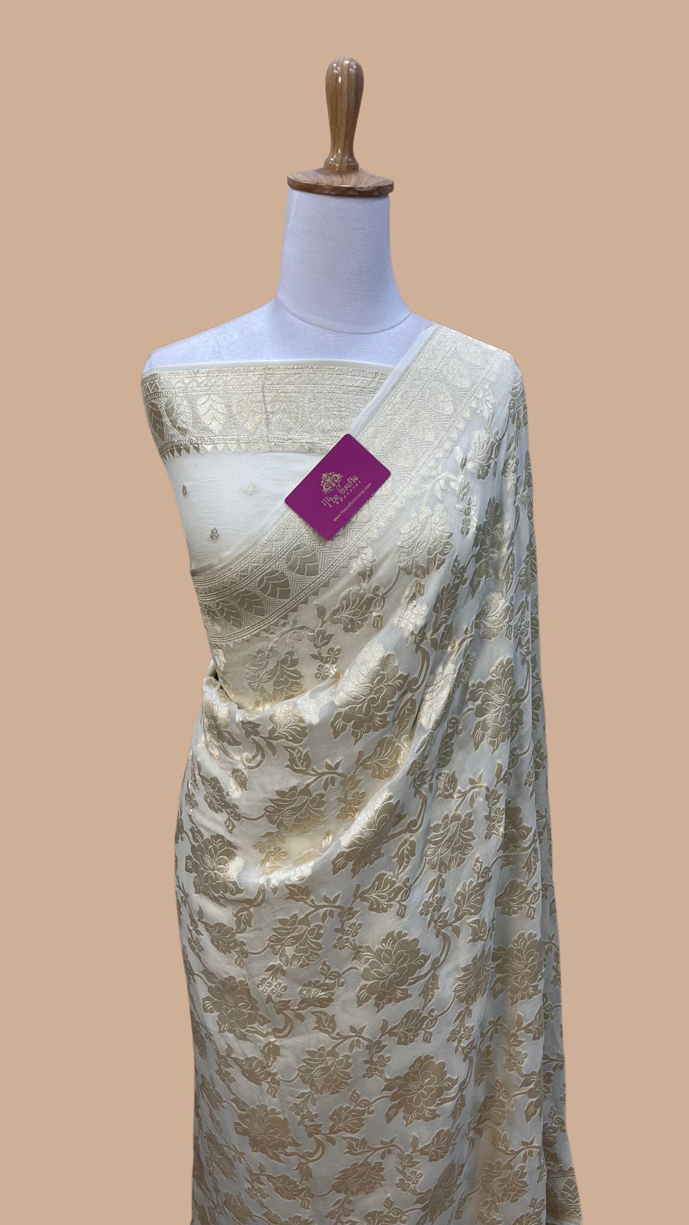 Khaddi Georgette Handloom Banarasi Saree - Water Zari