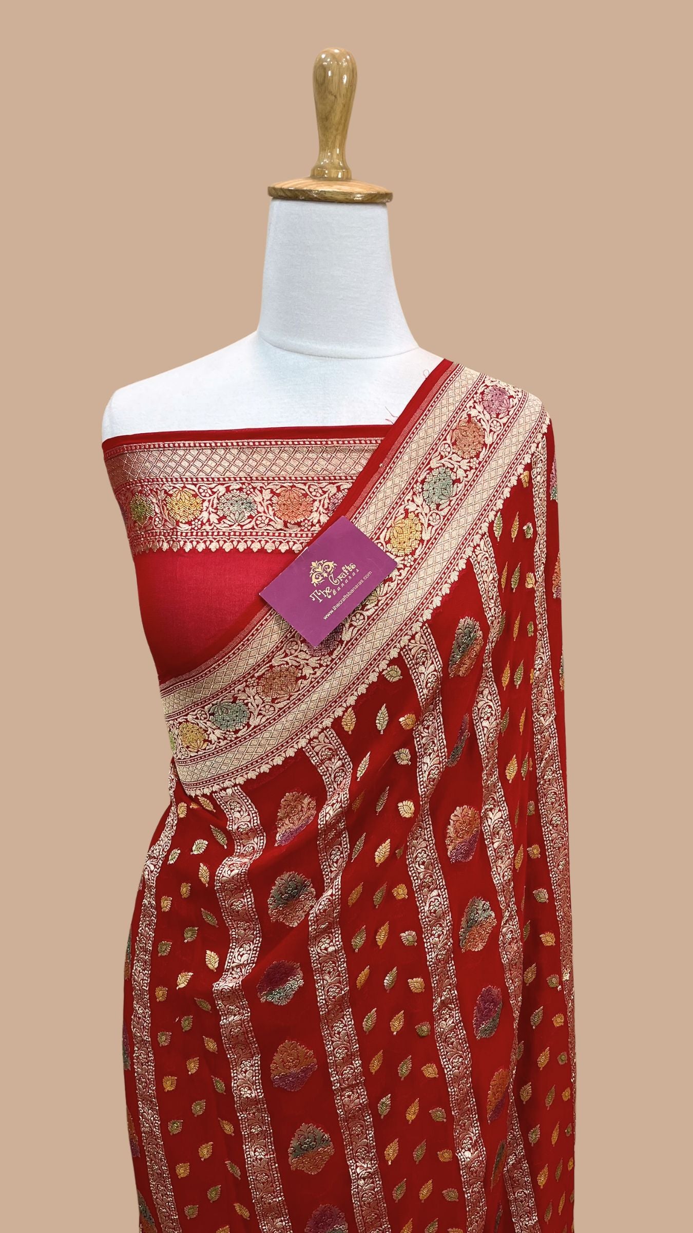 Khaddi Georgette Handloom Banarasi Saree