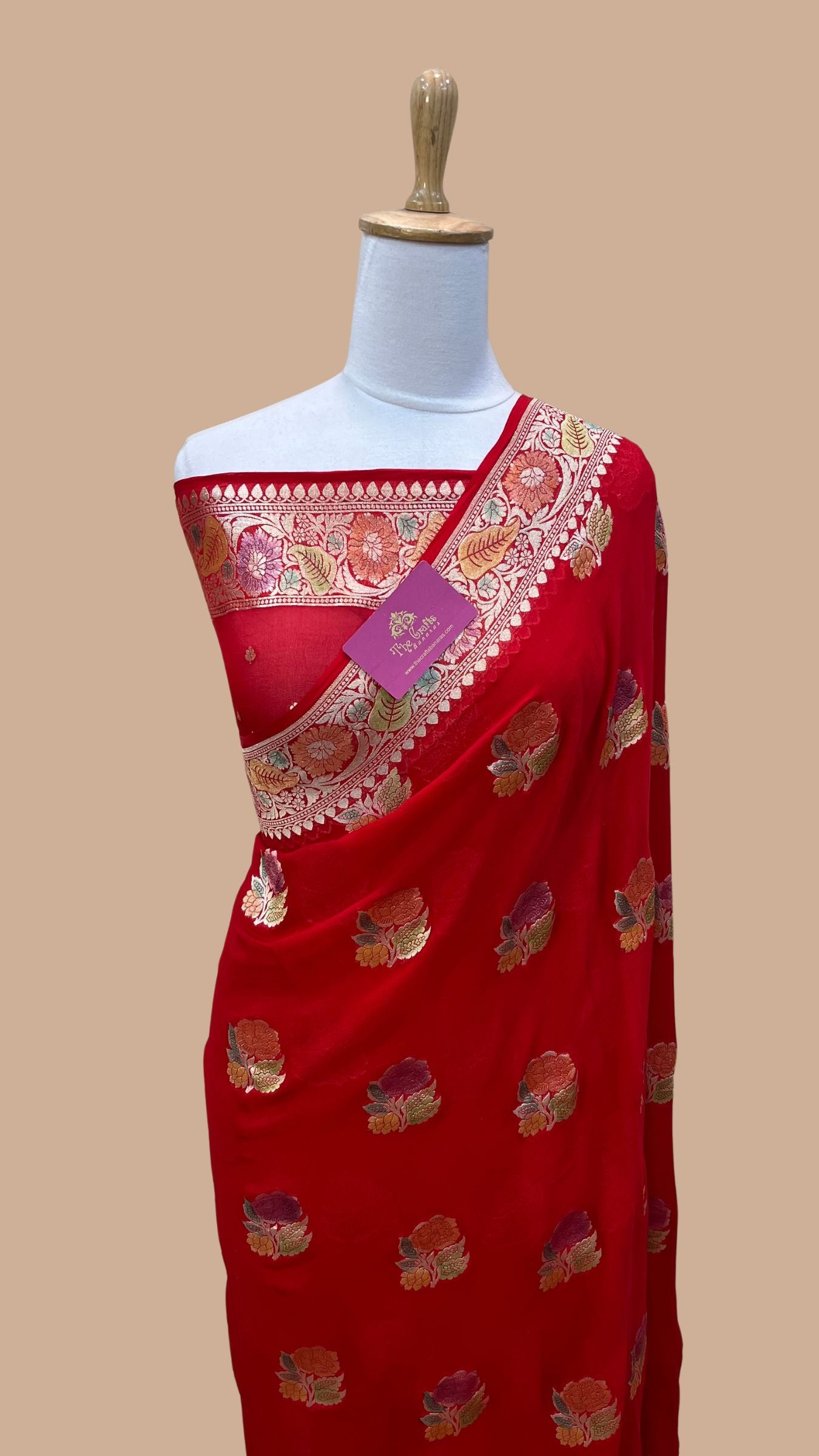 Khaddi Georgette Handloom Banarasi Saree - Water Zari