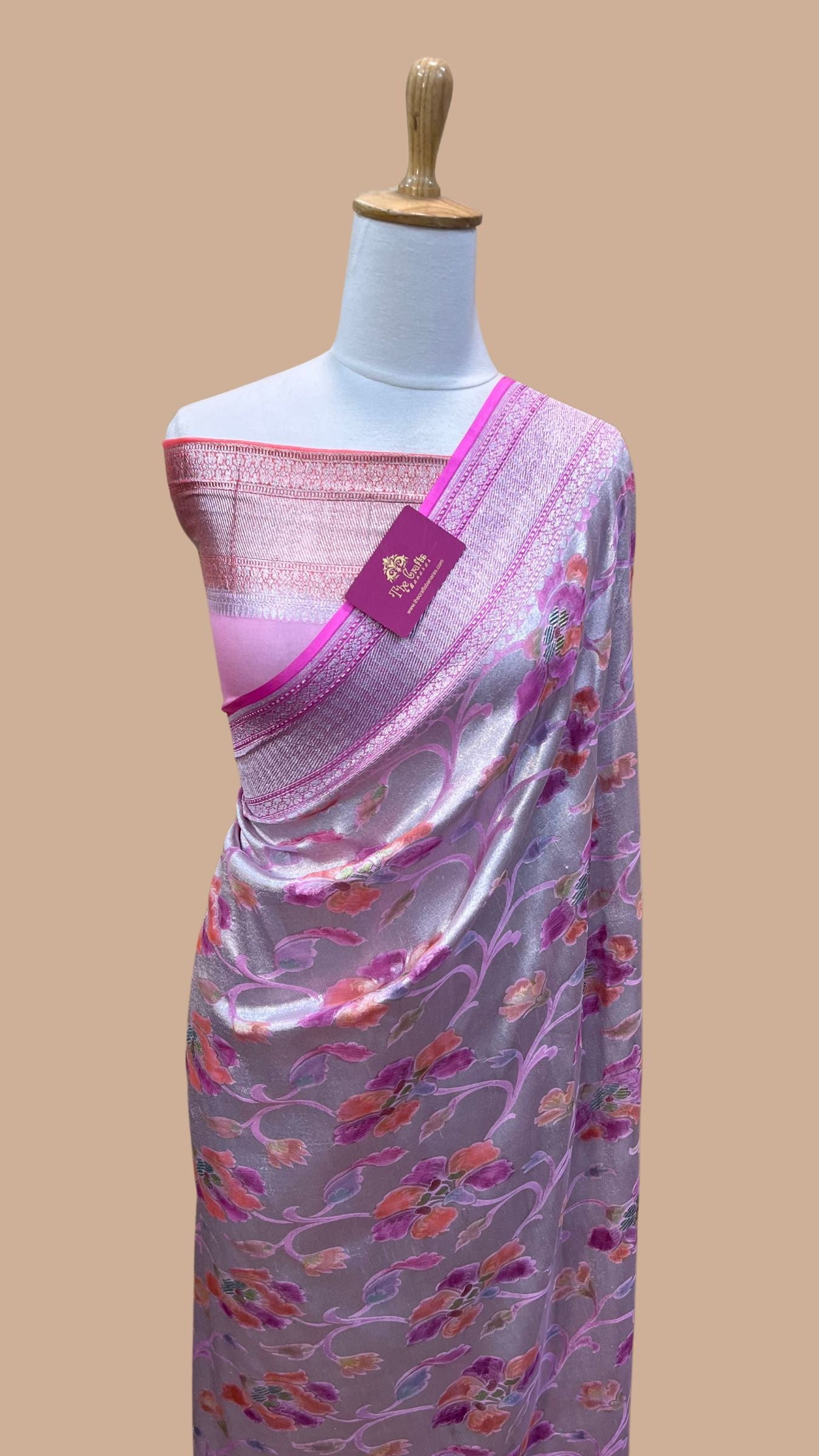 Pure Georgette Banarasi Saree - Silver Zari