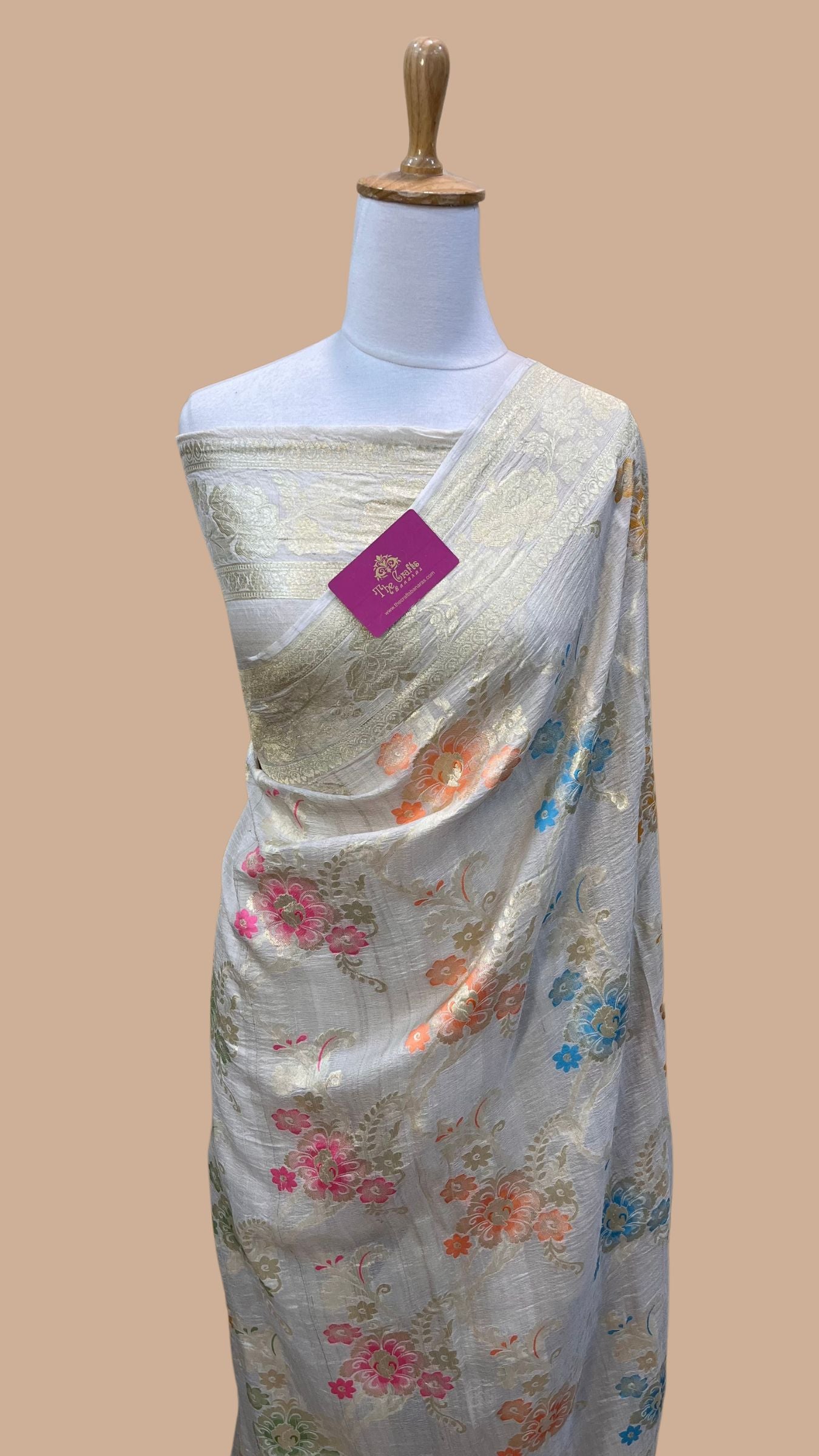 Tussar Georgette Handloom Banarasi Saree - Jaal with Meenakari