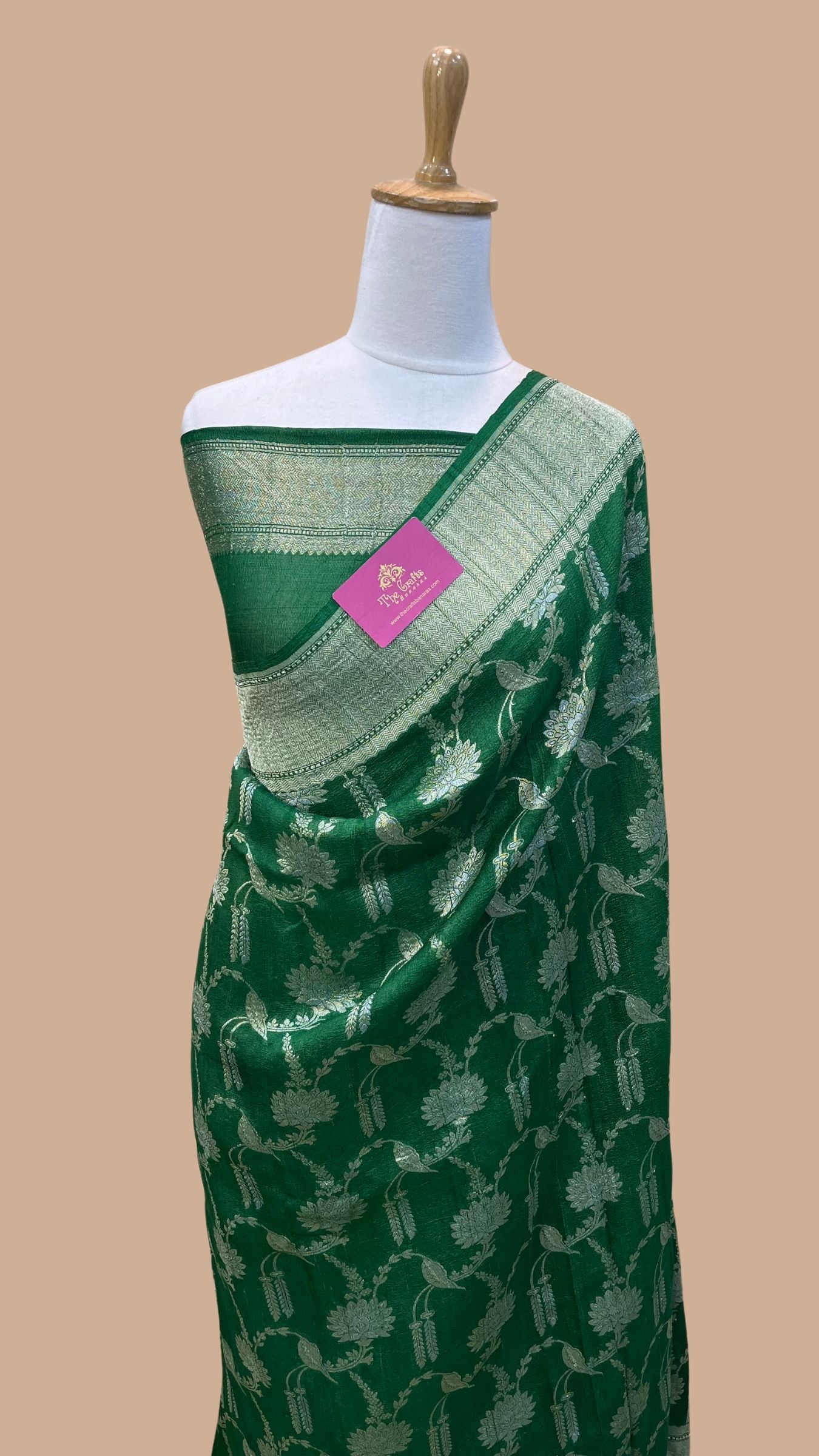 Tussar Georgette Handloom Banarasi Saree - Jaal with Meenakari