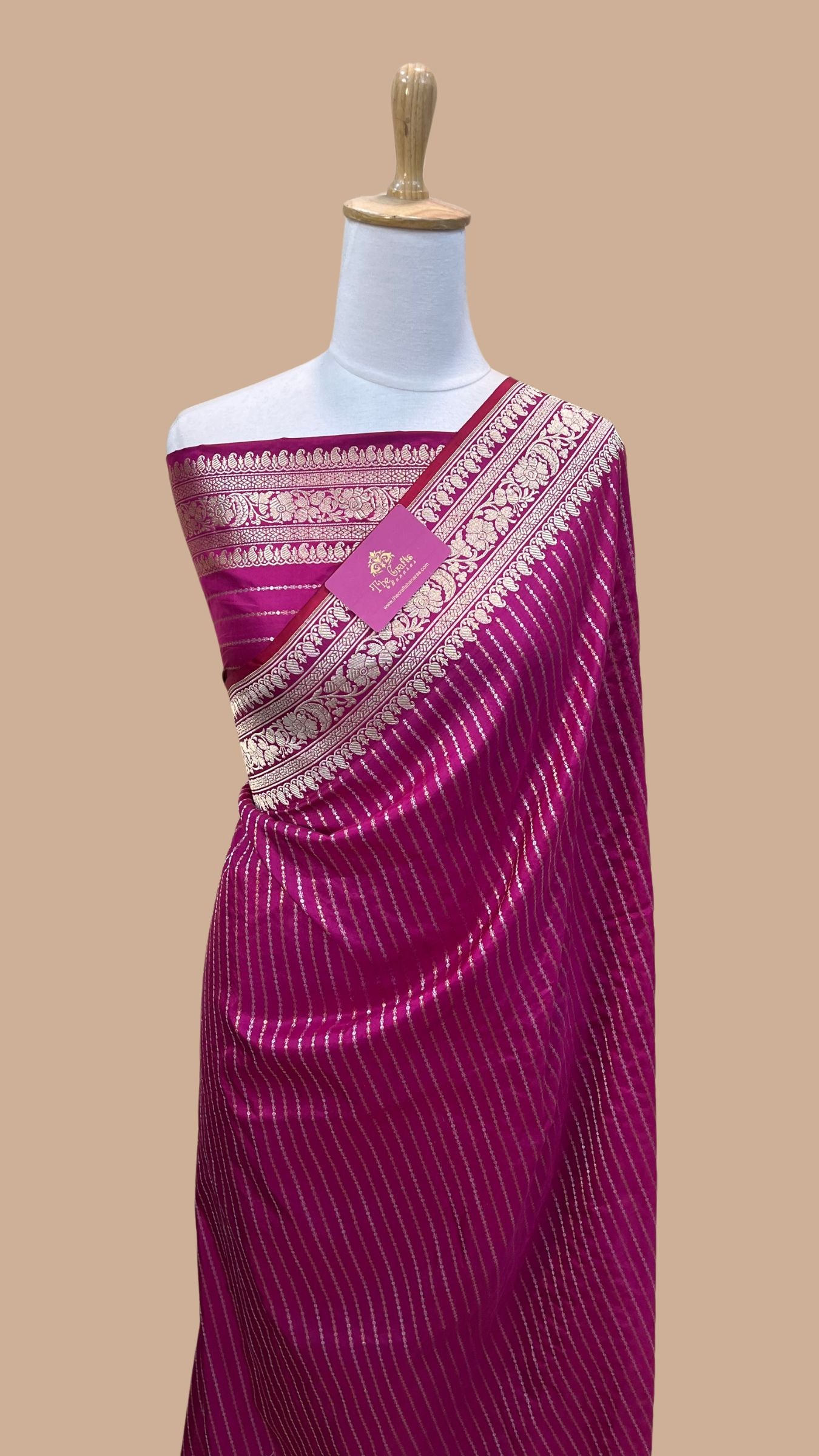 Pure Katan Silk Handloom Banarasi Saree - Sona roopa with kadhua border