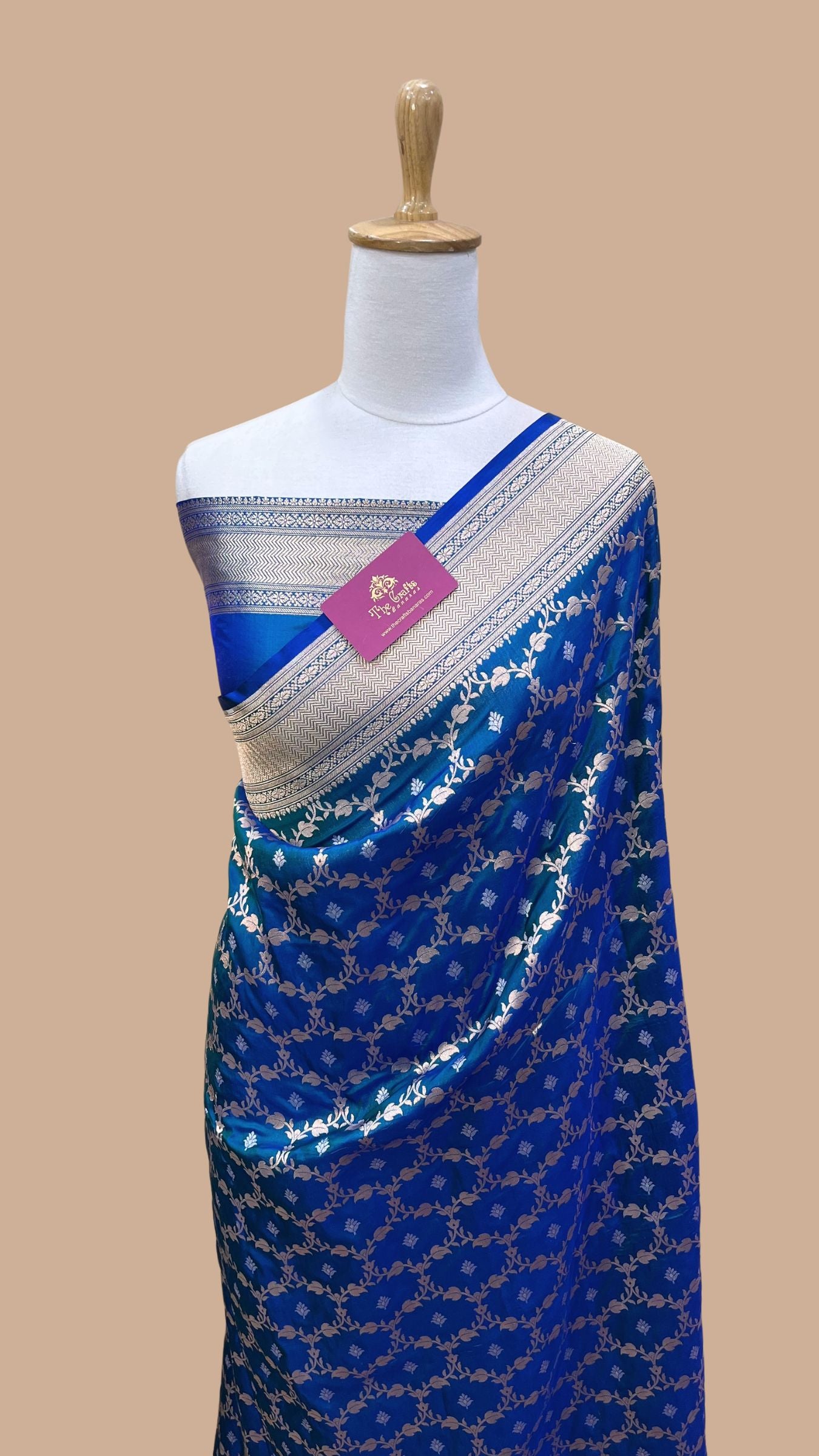 Pure Katan Silk Handloom Banarasi Saree - All over Sona Roopa Jaal work