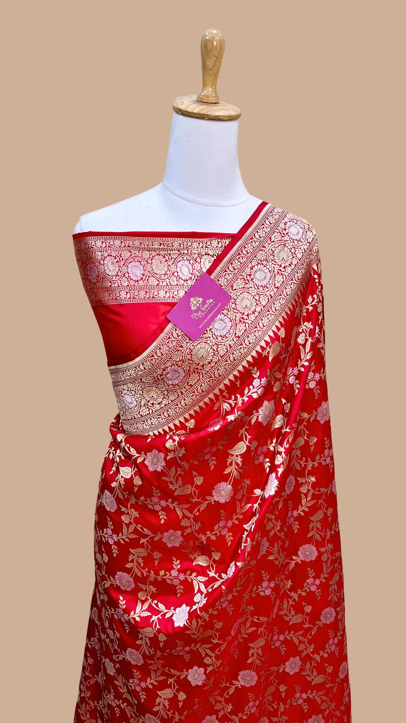 Pure Katan Silk Handloom Banarasi Saree - All over Sona Roopa Jaal work
