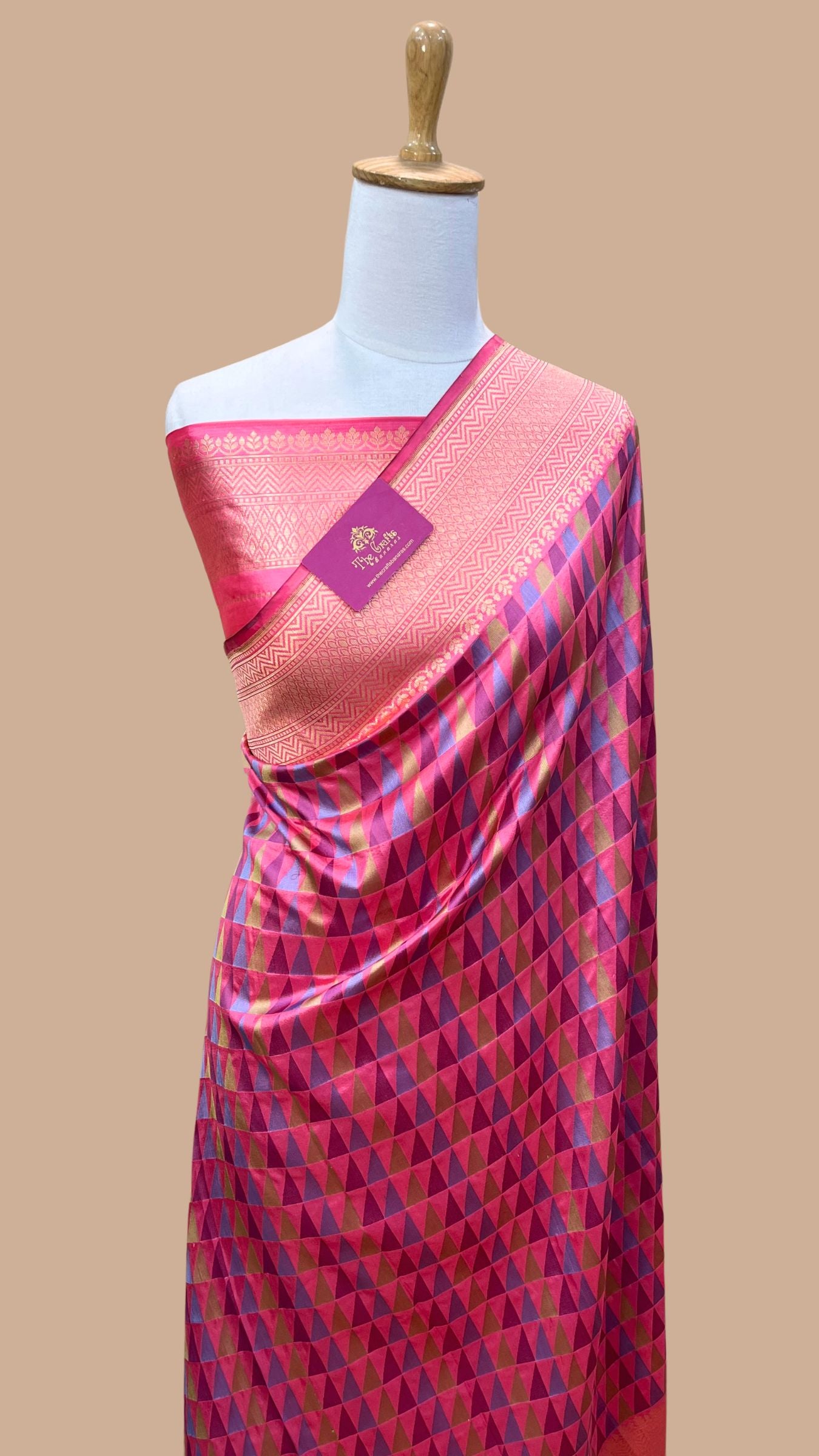 Multi Color Pure Katan Silk Handloom Banarasi Saree - with kadhua work