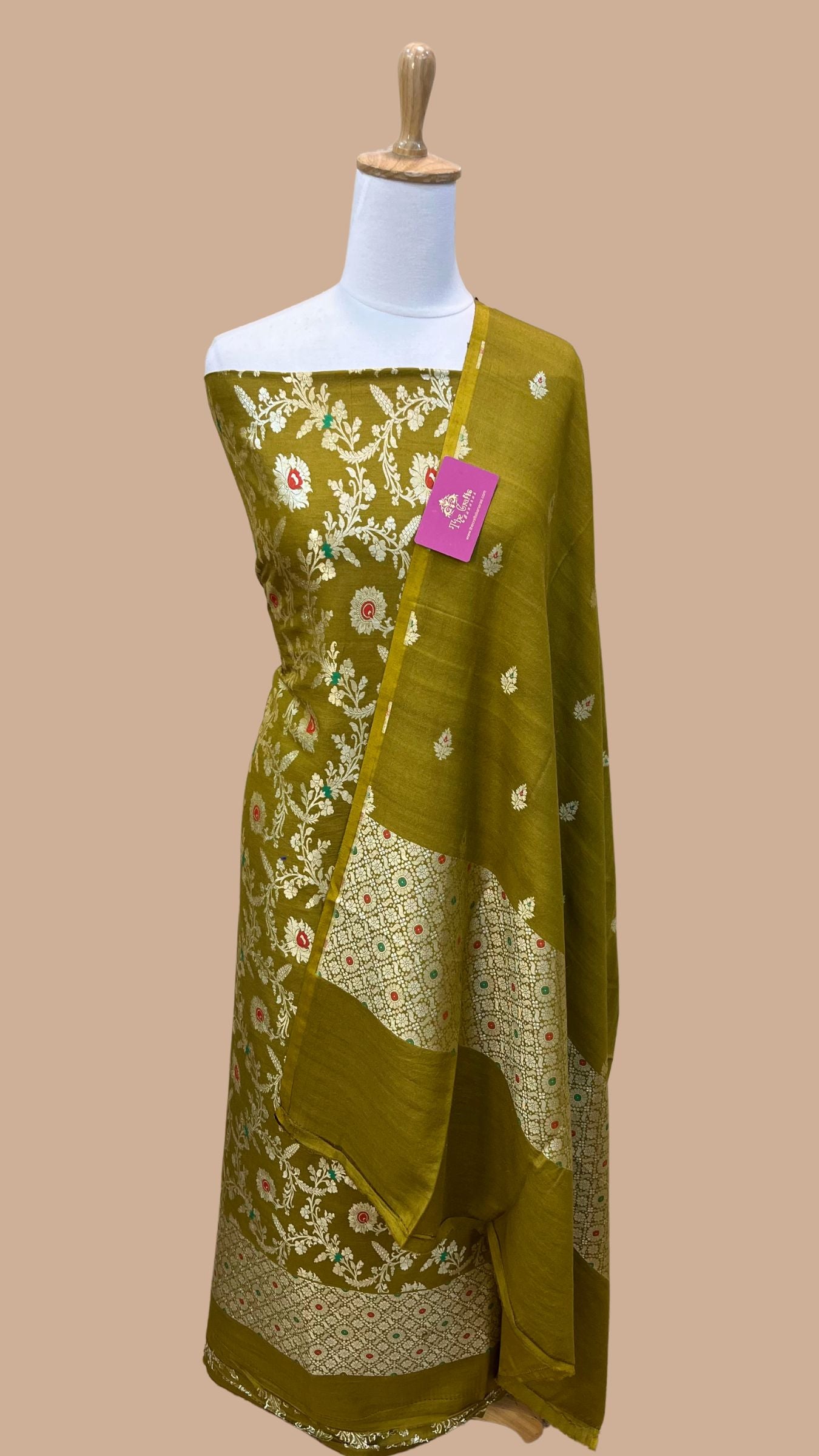 Pure Moonga Silk Handloom Banarasi Dress Material