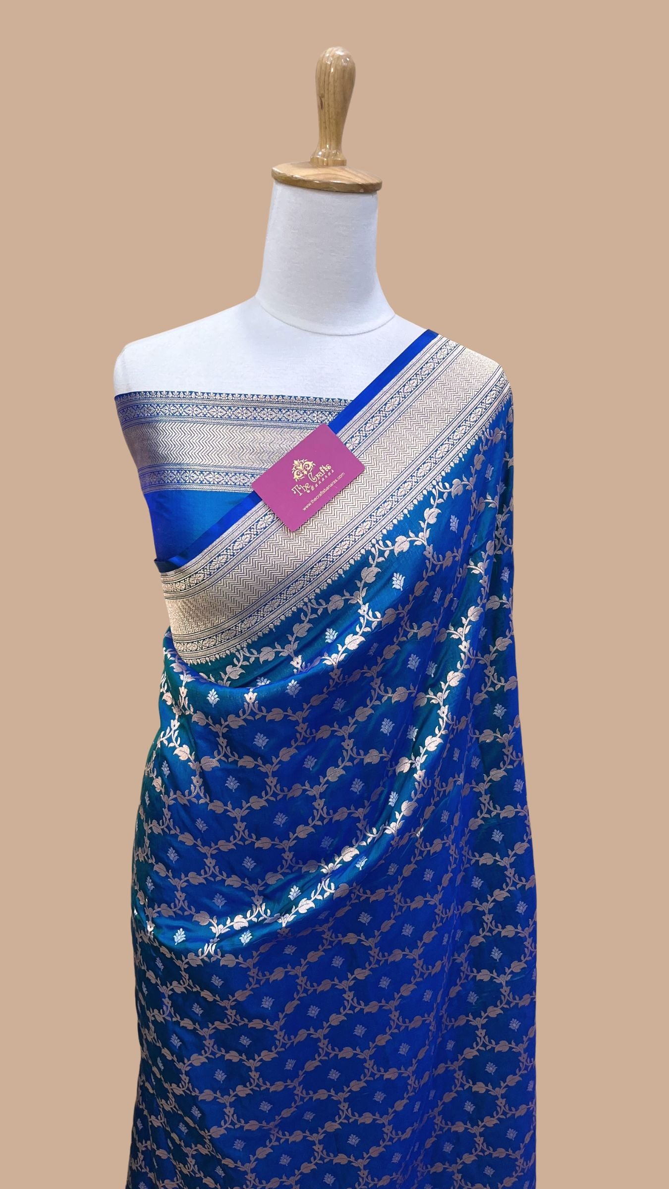 Pure Katan Silk Handloom Banarasi Saree - All over Sona Roopa Jaal work