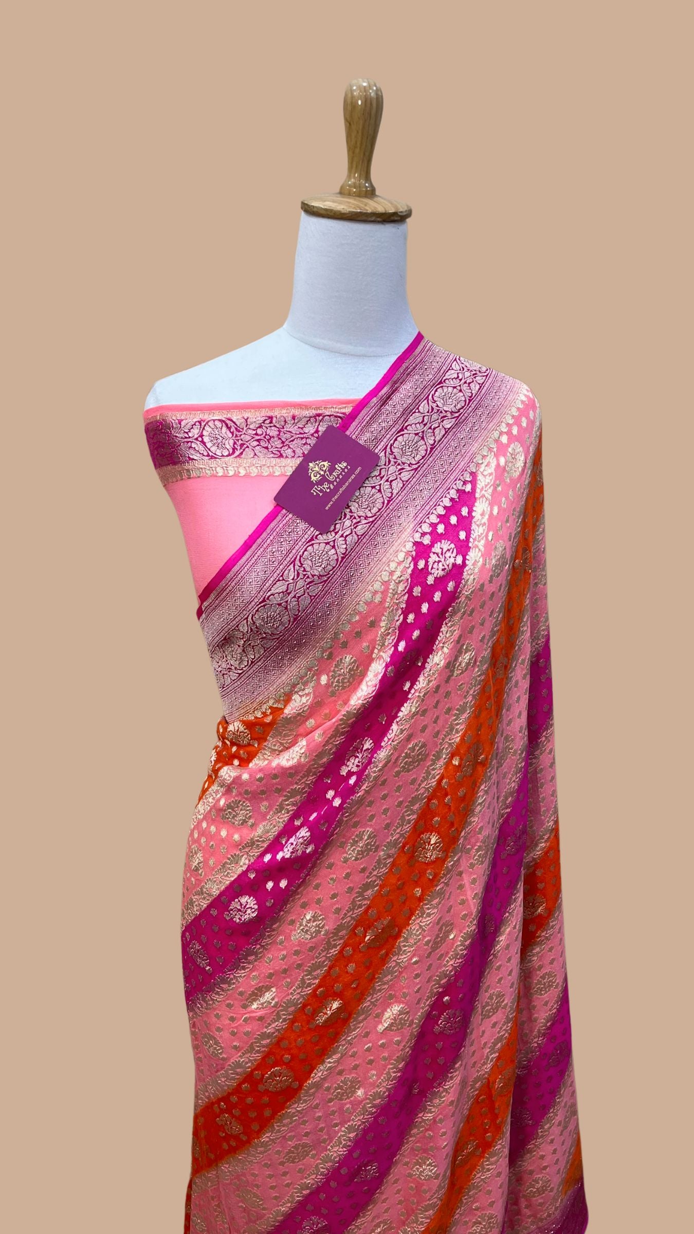 Khaddi Georgette Handloom Banarasi Saree - Water Zari