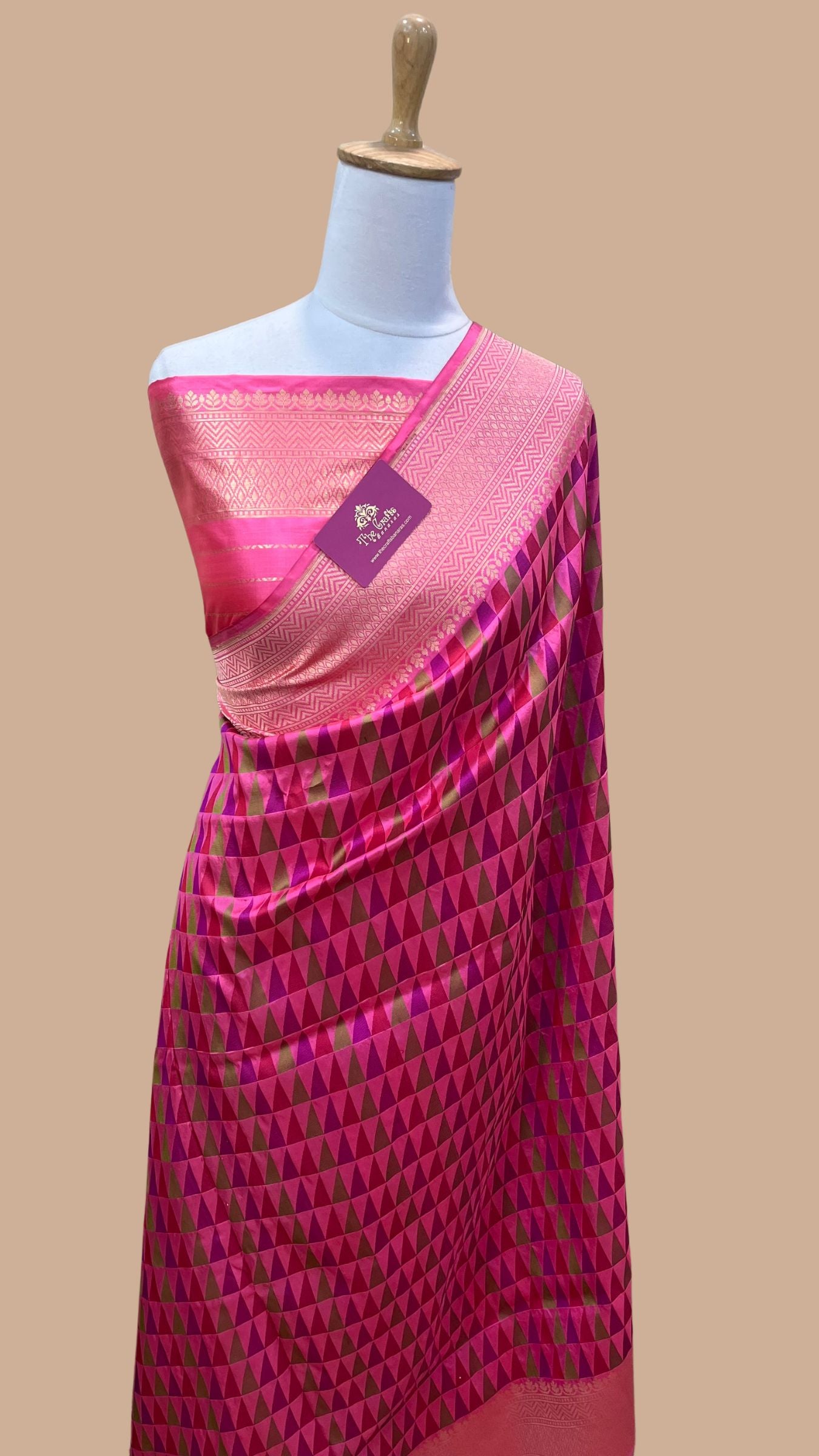 Multi Color Pure Katan Silk Handloom Banarasi Saree - with kadhua work