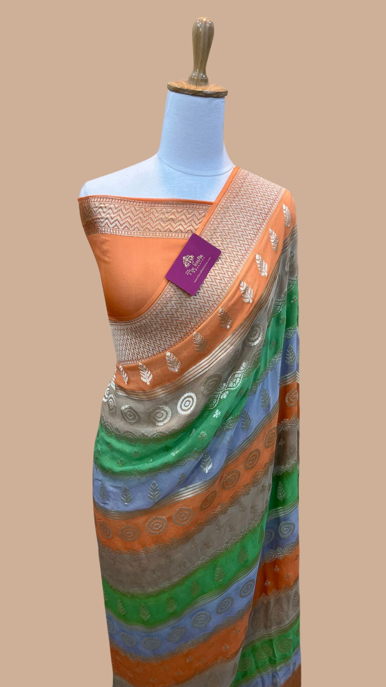 Khaddi Georgette Handloom Banarasi Saree