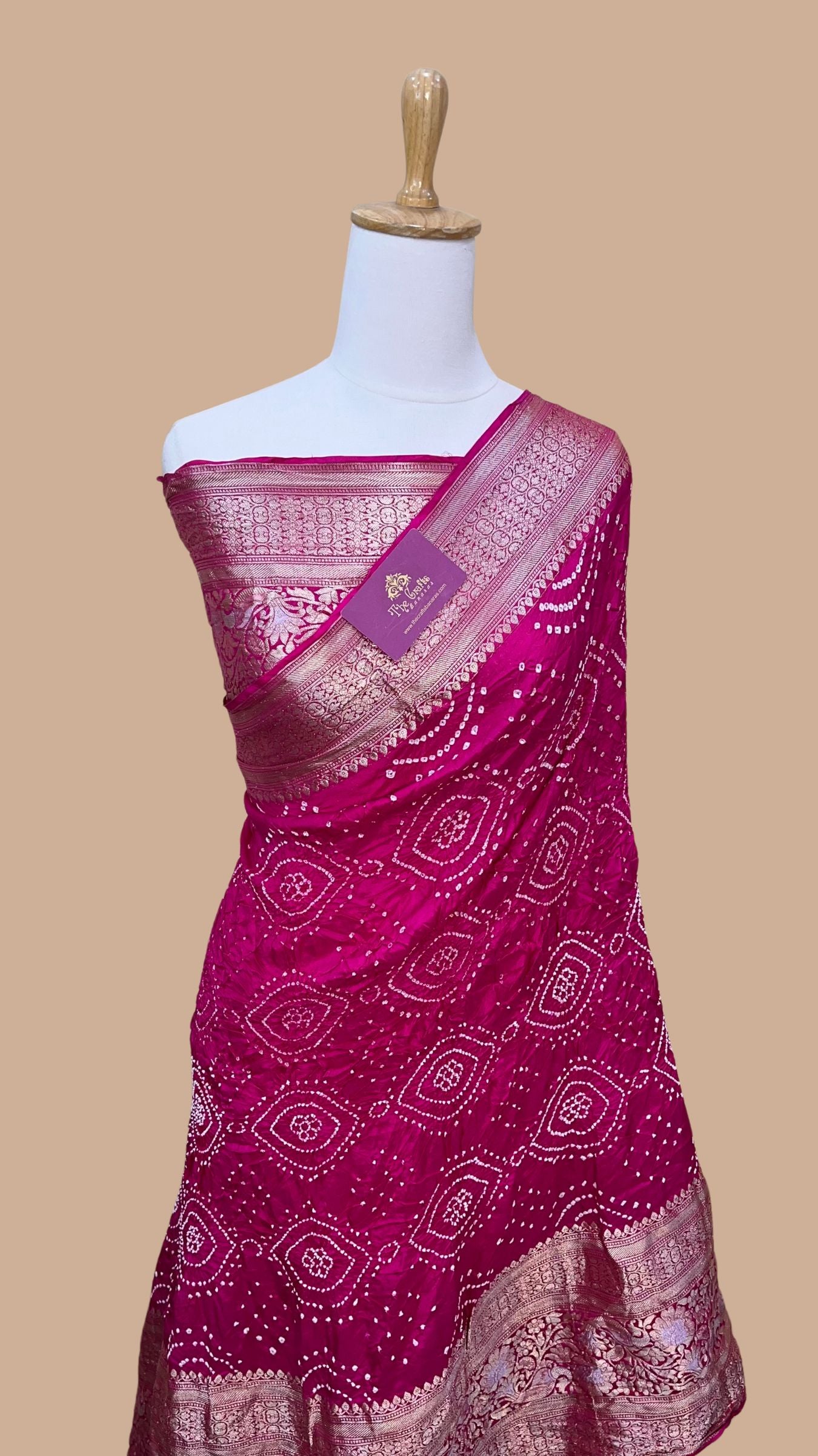 Pure Katan Silk Handloom Bandhej Banarasi Saree