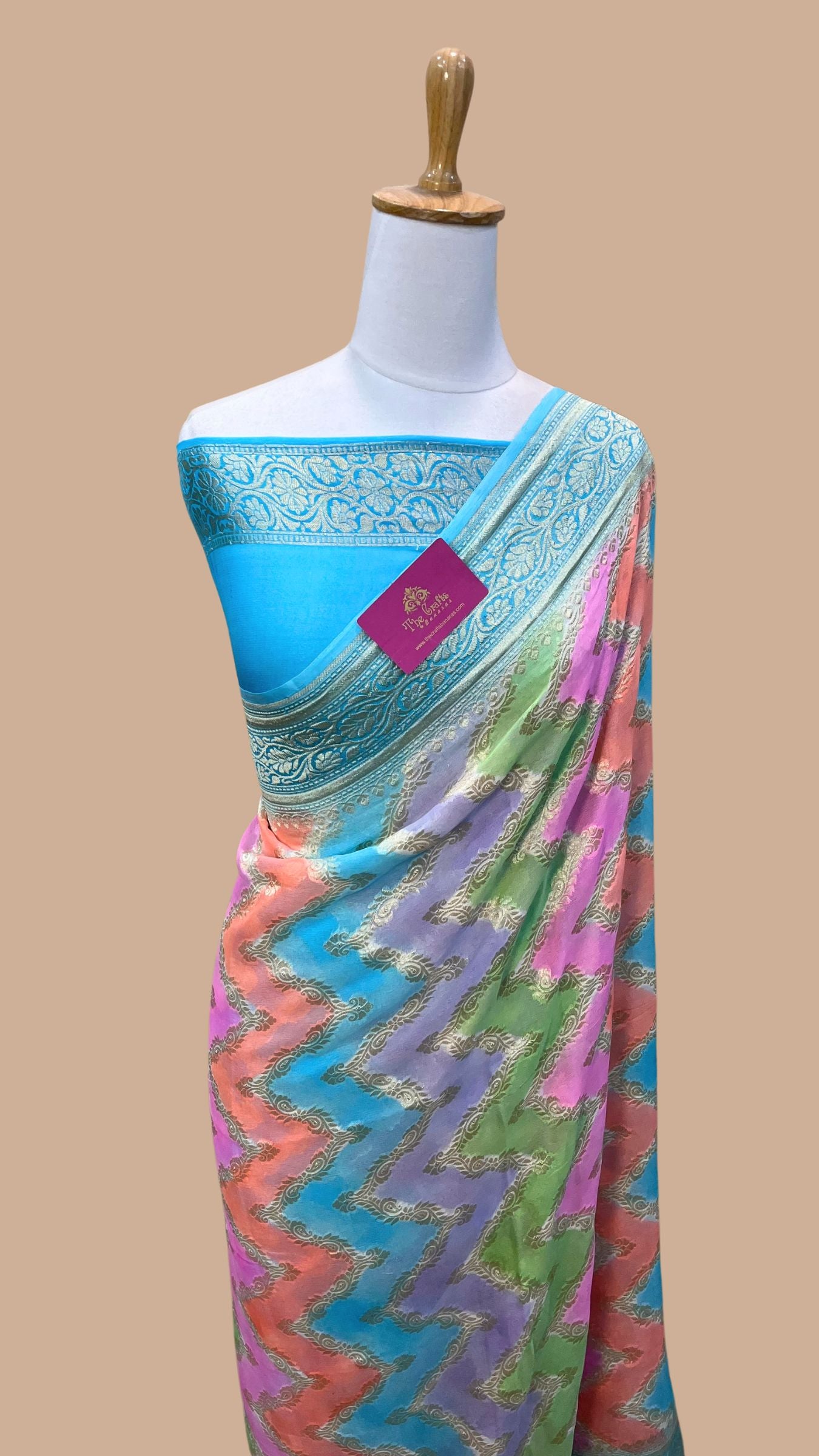 Khaddi Georgette Handloom Banarasi Saree - Water Zari