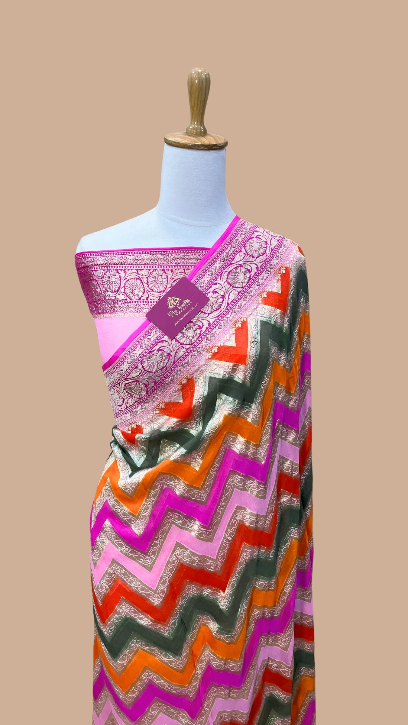Khaddi Georgette Handloom Banarasi Saree - Water Zari