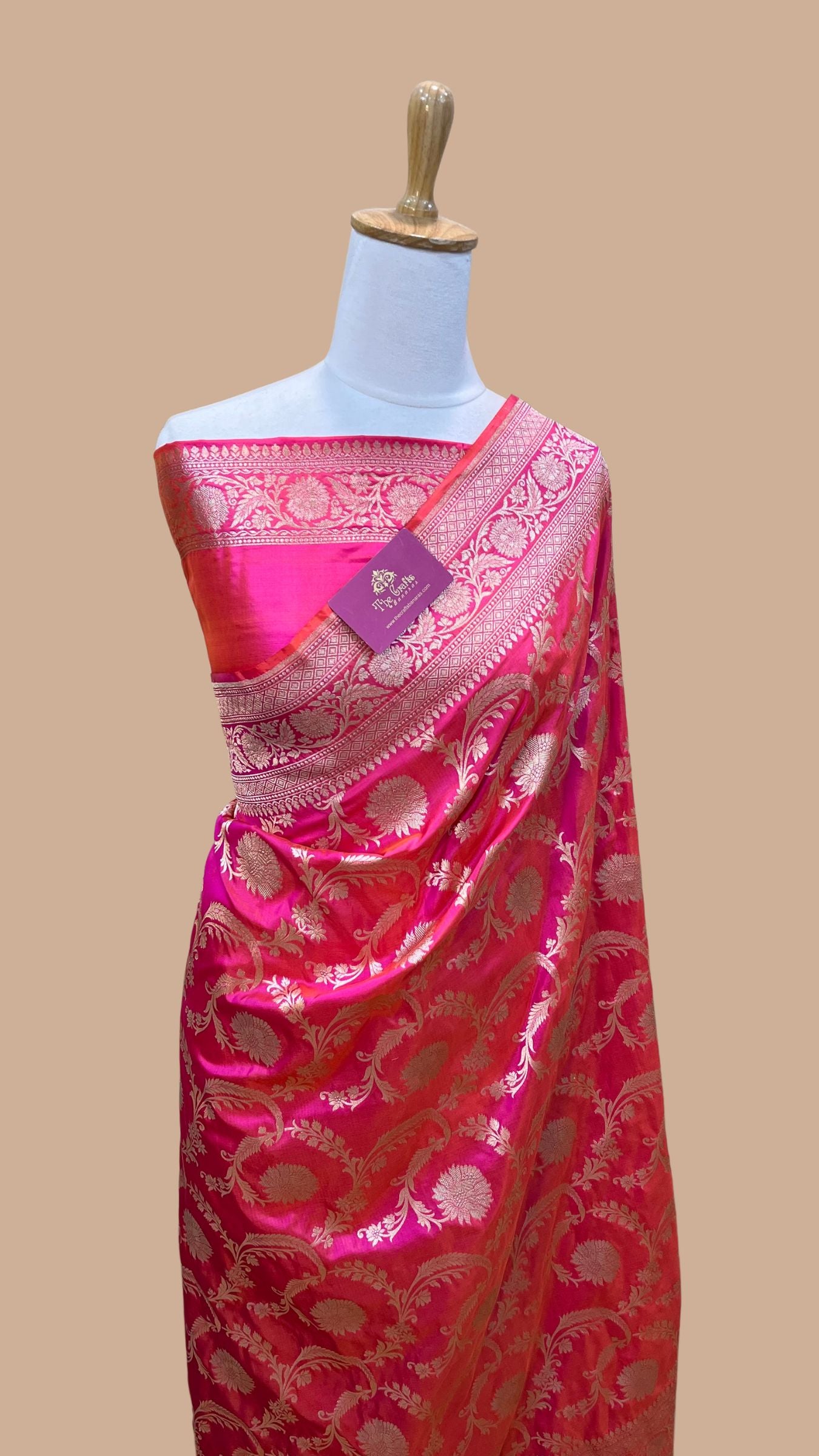 Pure Katan Silk Handloom Banarasi Saree - Jaal work