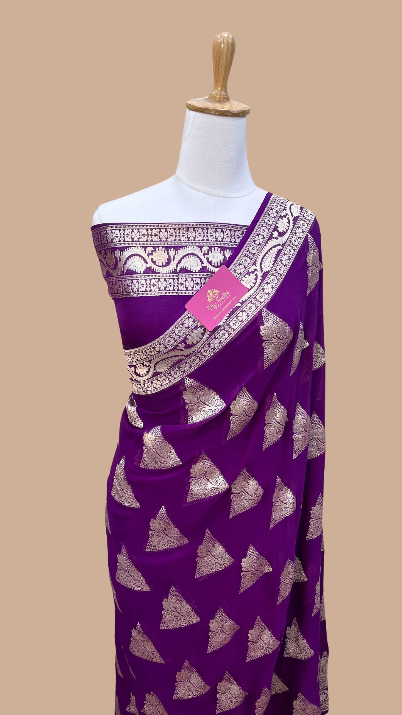 Khaddi Georgette Handloom Banarasi Saree - Water Zari