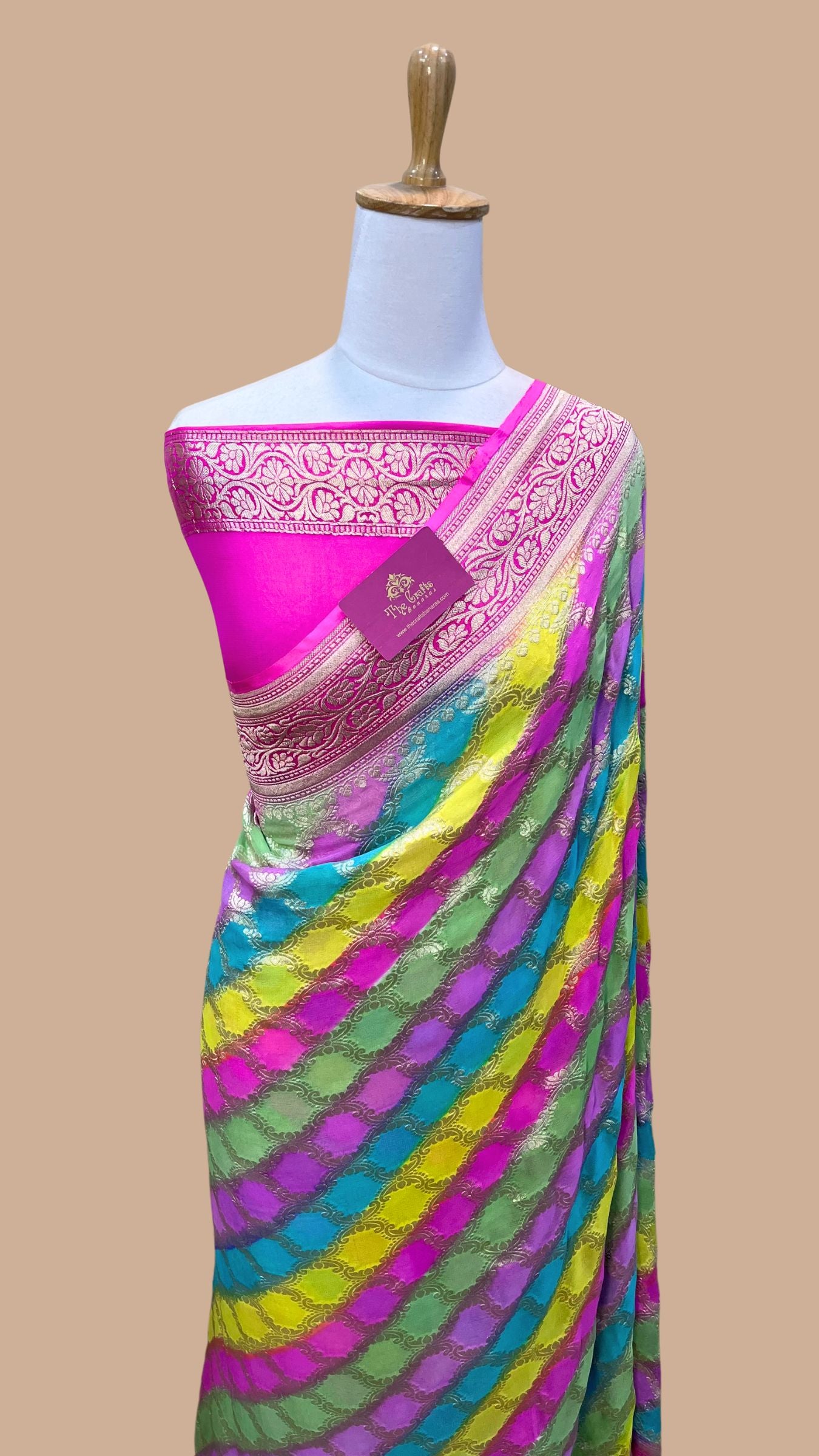 Khaddi Georgette Handloom Banarasi Saree - Water Zari
