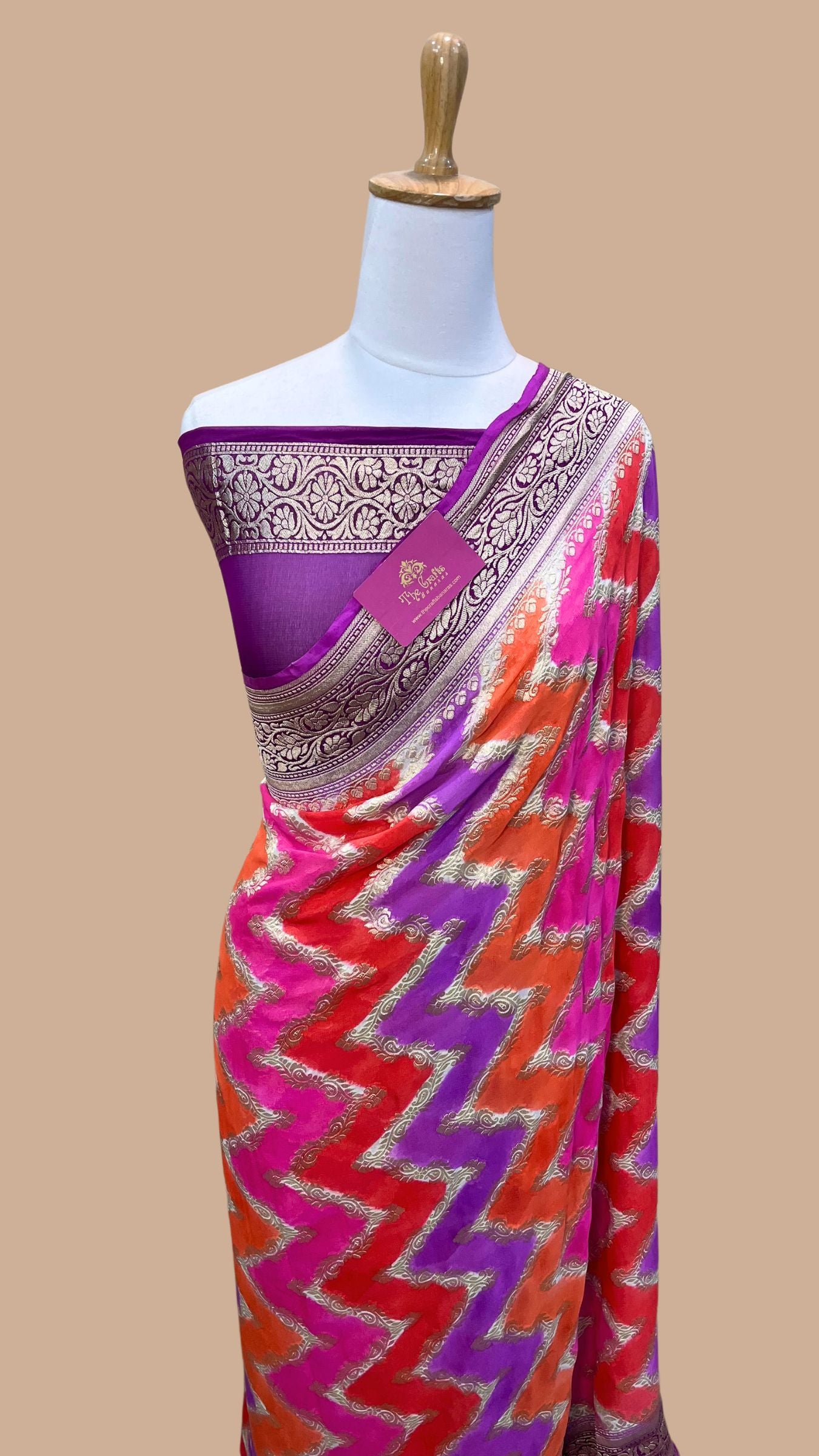 Khaddi Georgette Handloom Banarasi Saree - Water Zari