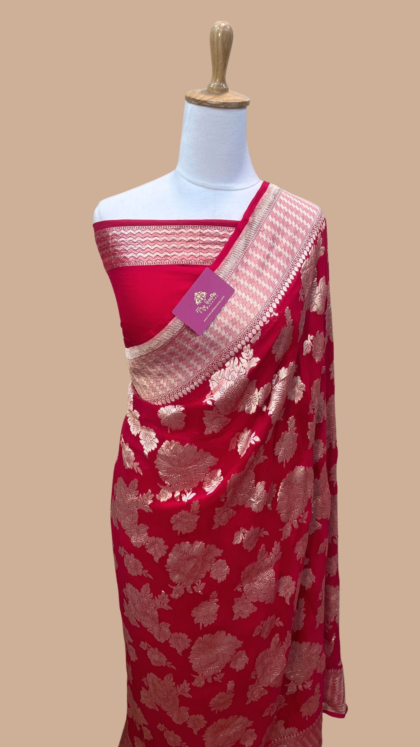 Khaddi Georgette Handloom Banarasi Saree - Water Zari