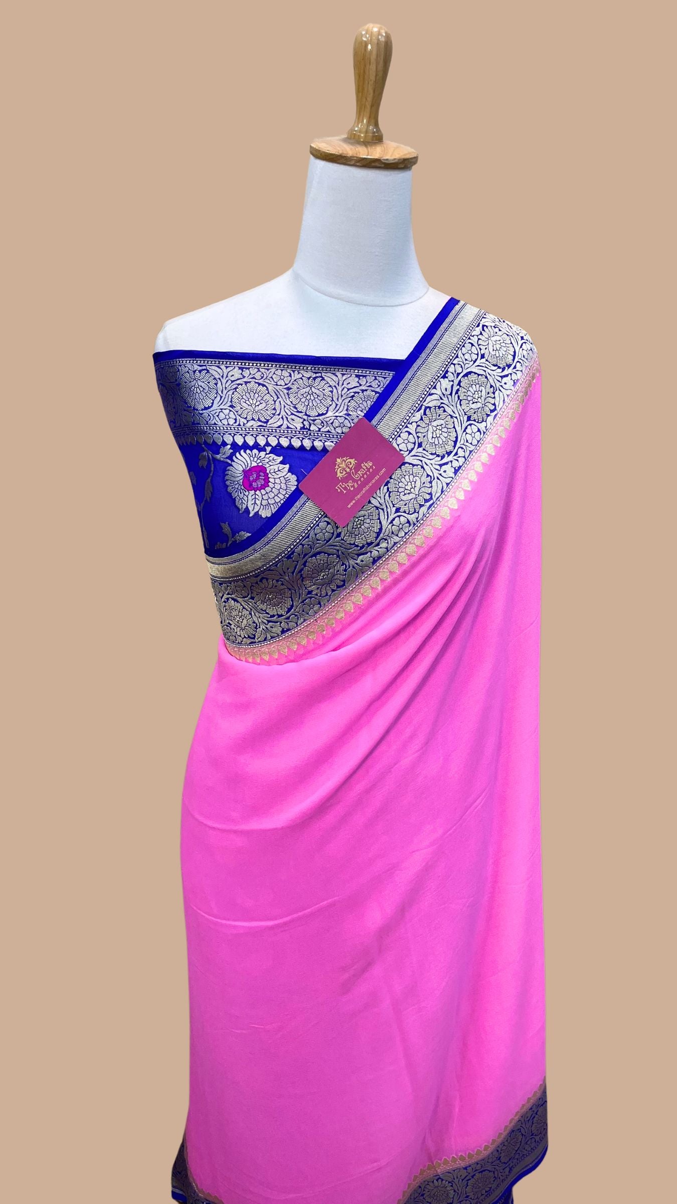 Khaddi Georgette Handloom Banarasi Saree - Water Zari