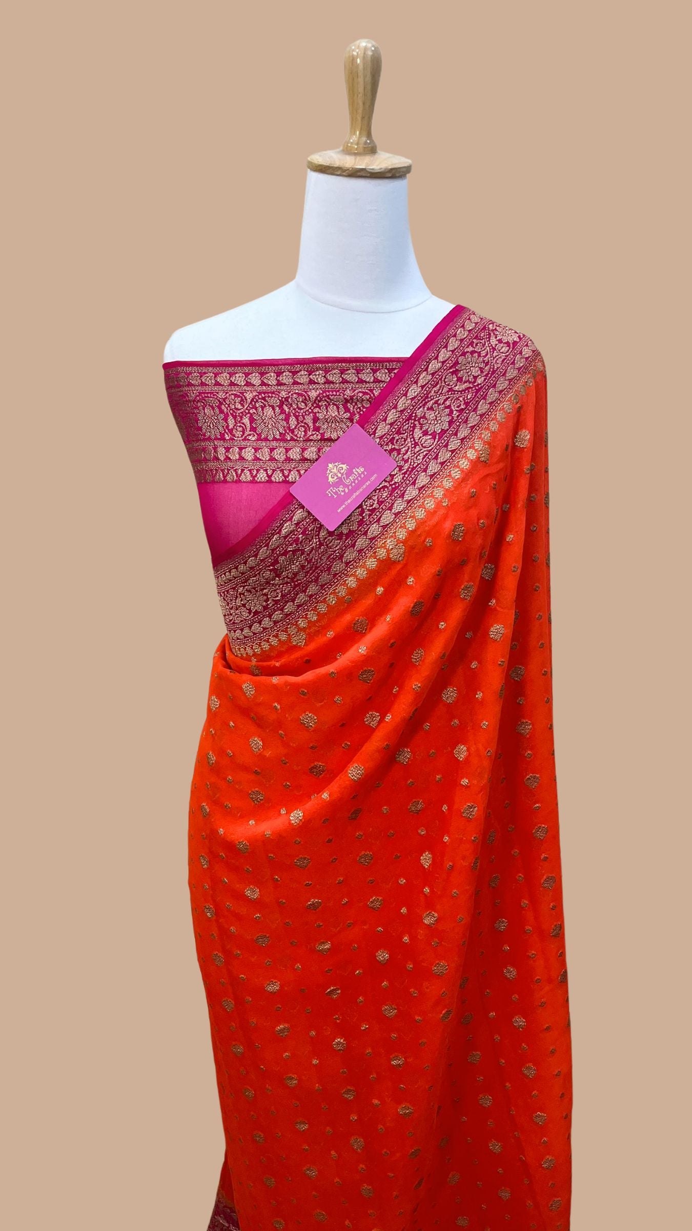 Pure Khaddi Georgette Banarasi Saree - Antique Zari