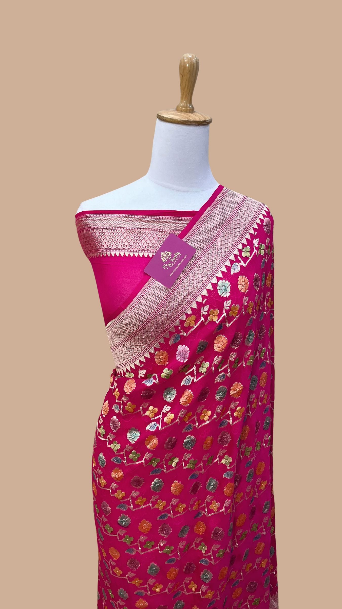 Khaddi Georgette Handloom Banarasi Saree - Water Zari