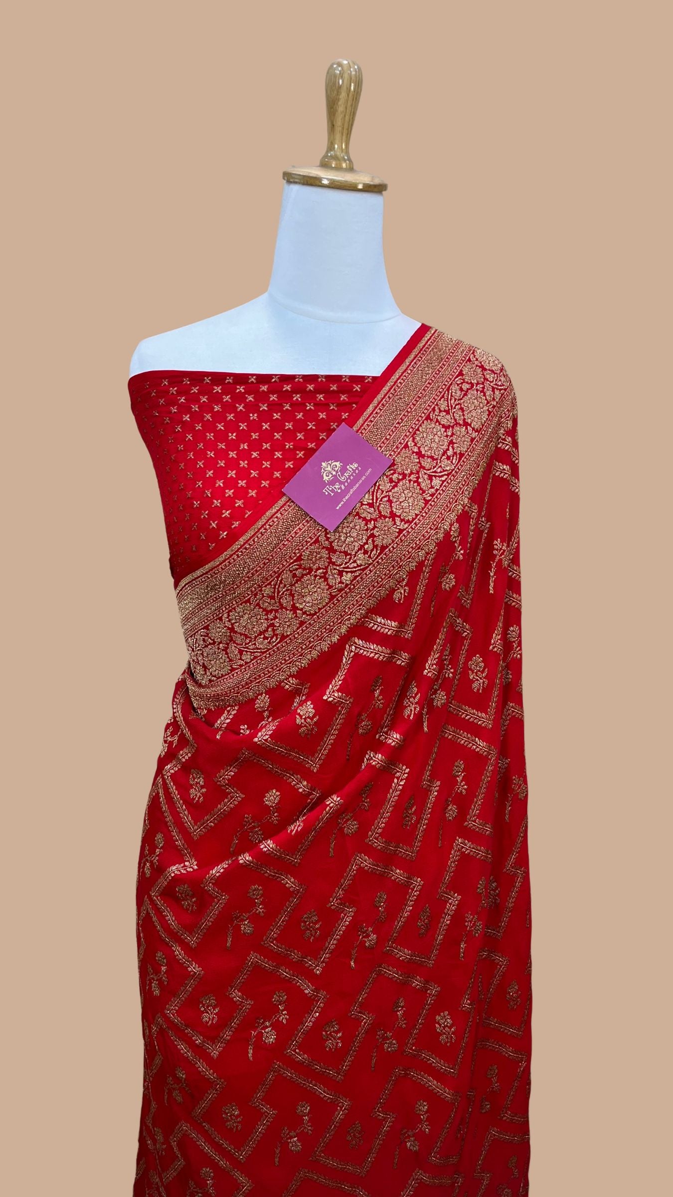 Pure Crepe Georgette Banarasi Saree - Antique Zari