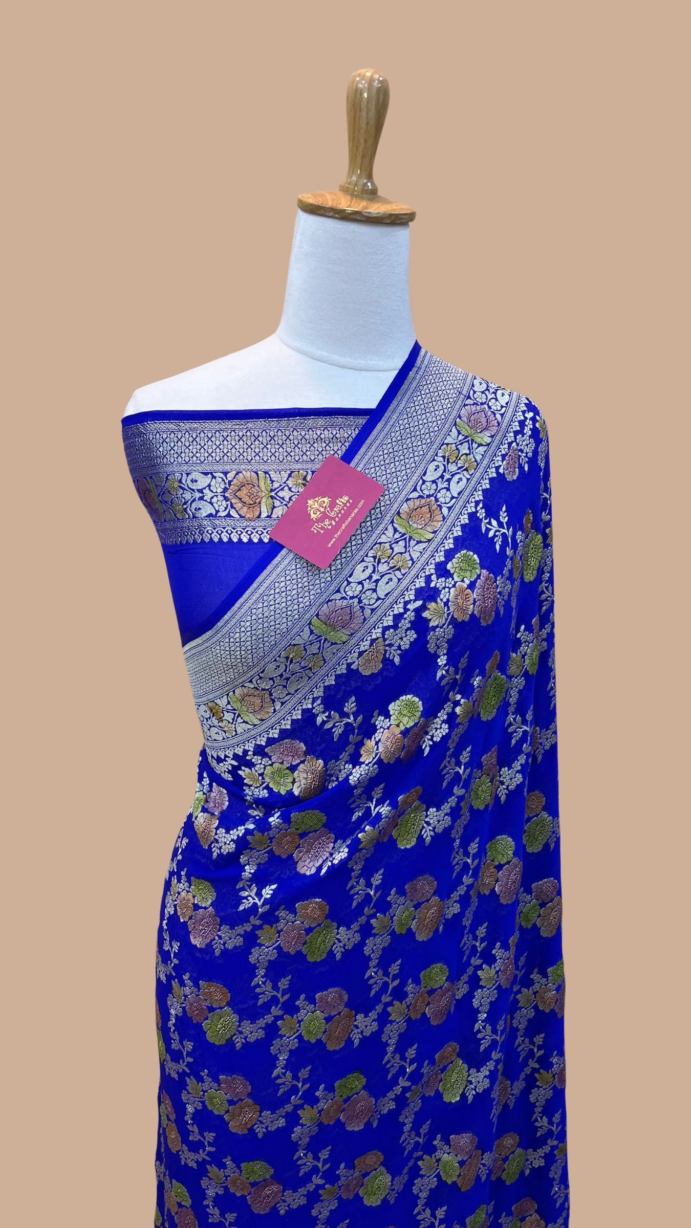 Khaddi Georgette Handloom Banarasi Saree - Water Zari With Meenakari