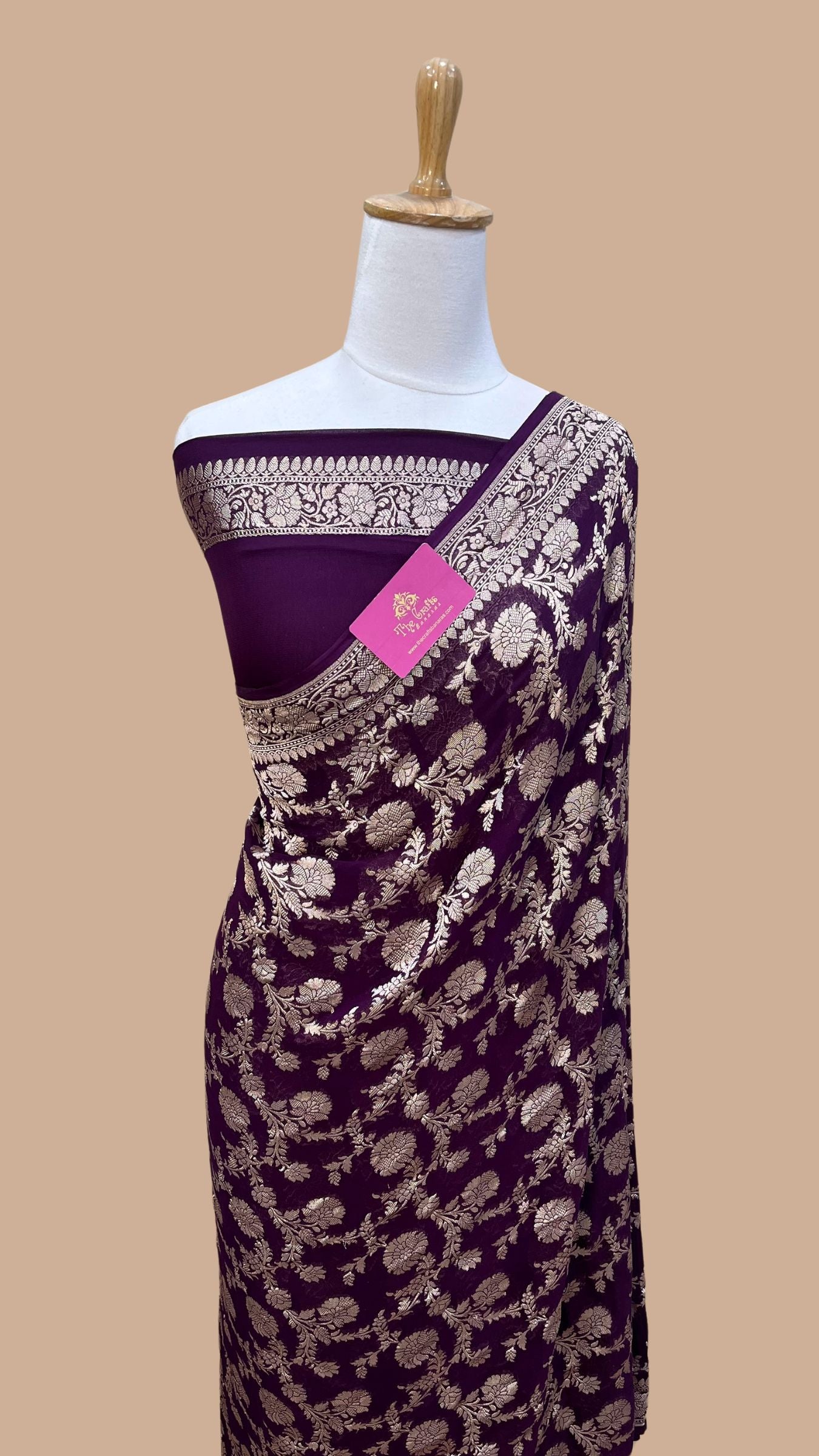 Khaddi Georgette Handloom Banarasi Saree - Water Zari