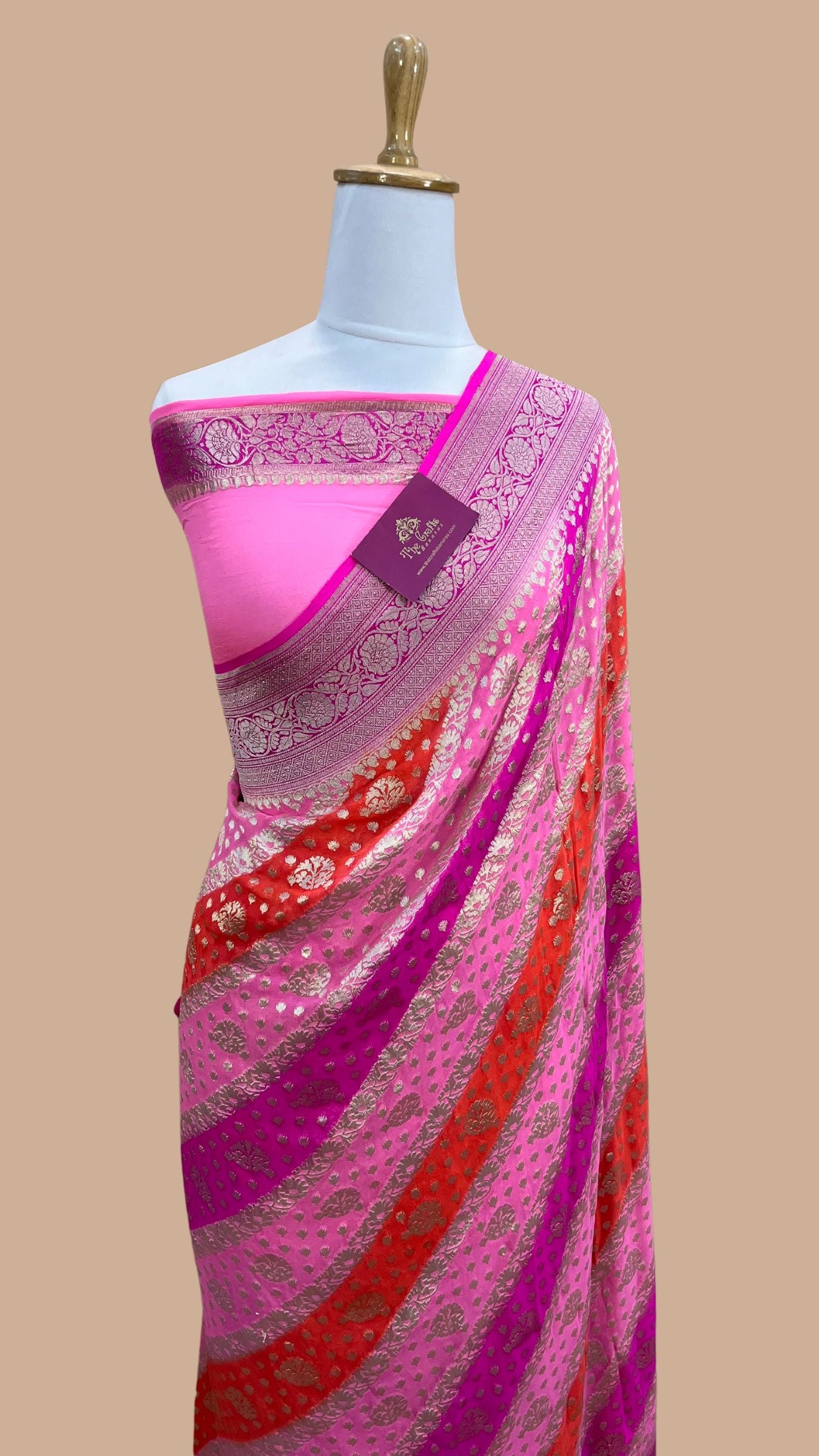 Khaddi Georgette Handloom Banarasi Saree - Water Zari