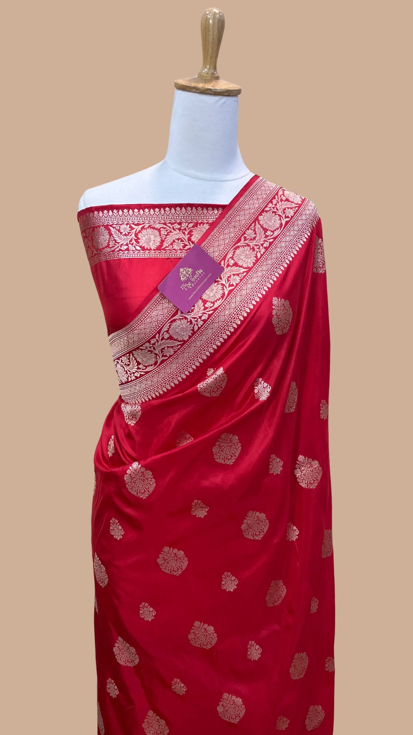 Pure Katan Silk Handloom Banarasi Saree - Jaal work
