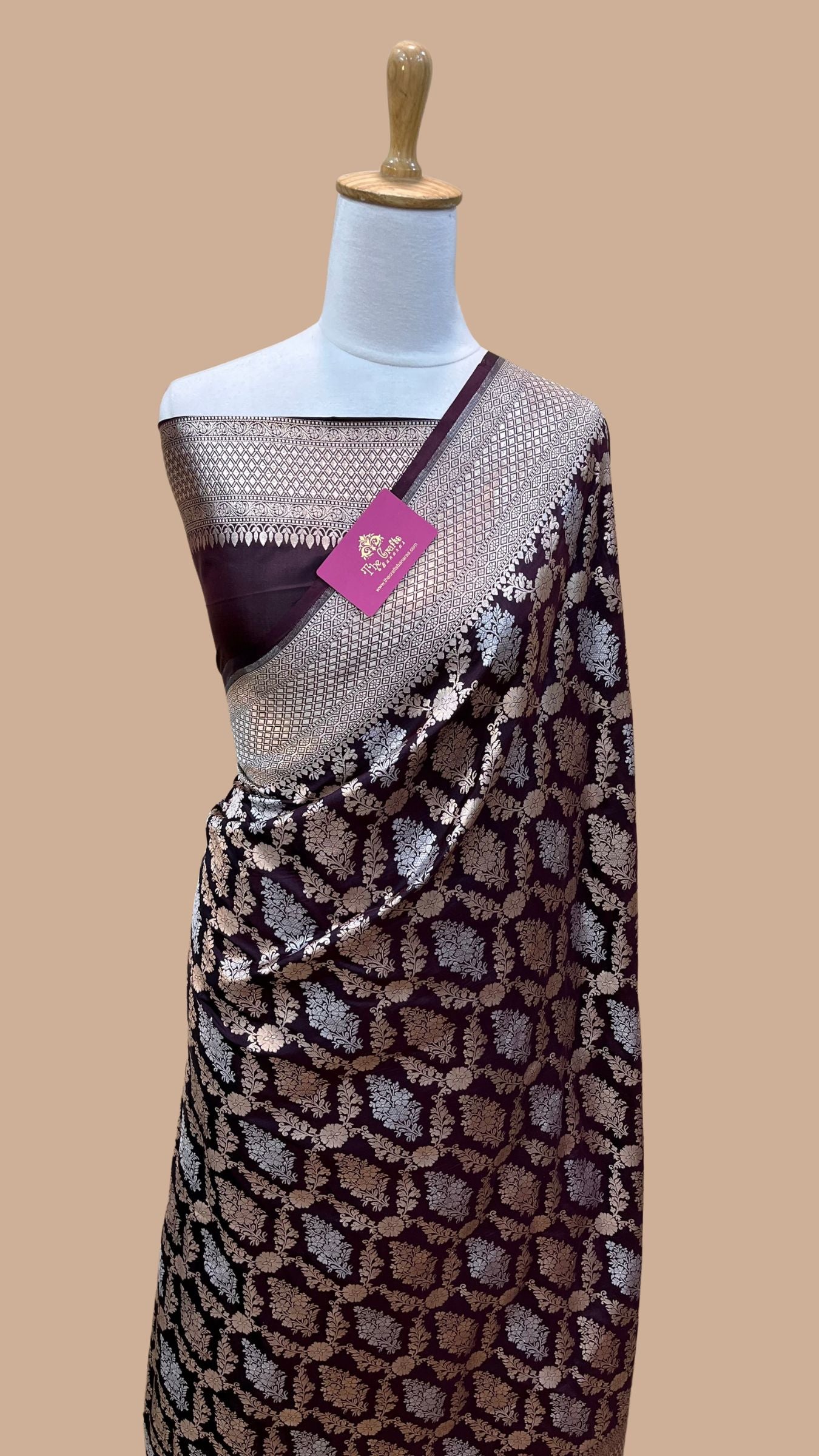 Pure Katan Silk Handloom Banarasi Saree - All over Sona Roopa Jaal work