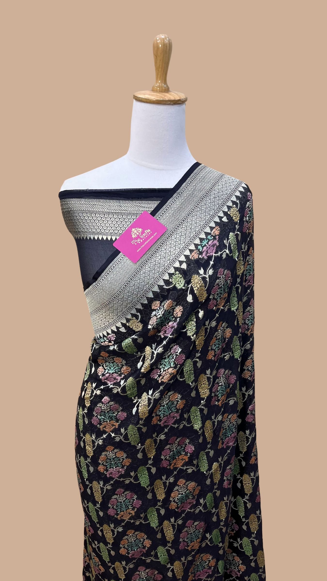 Khaddi Georgette Handloom Banarasi Saree - Water Zari