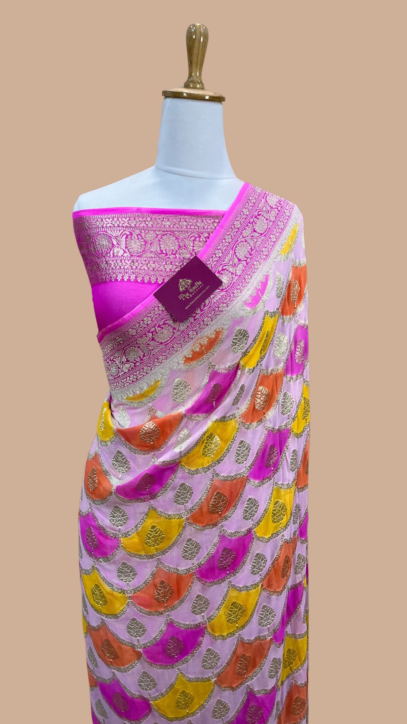 Pure Crepe Georgette Banarasi Saree - Water Zari