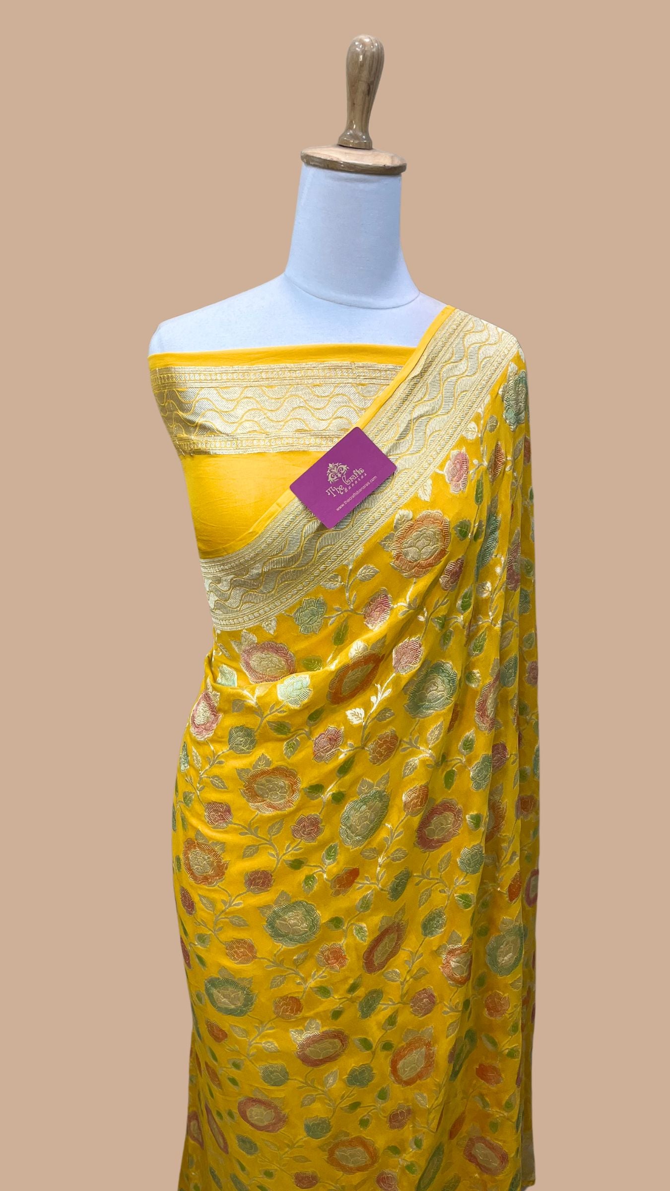 Khaddi Georgette Handloom Banarasi Saree - Water Zari