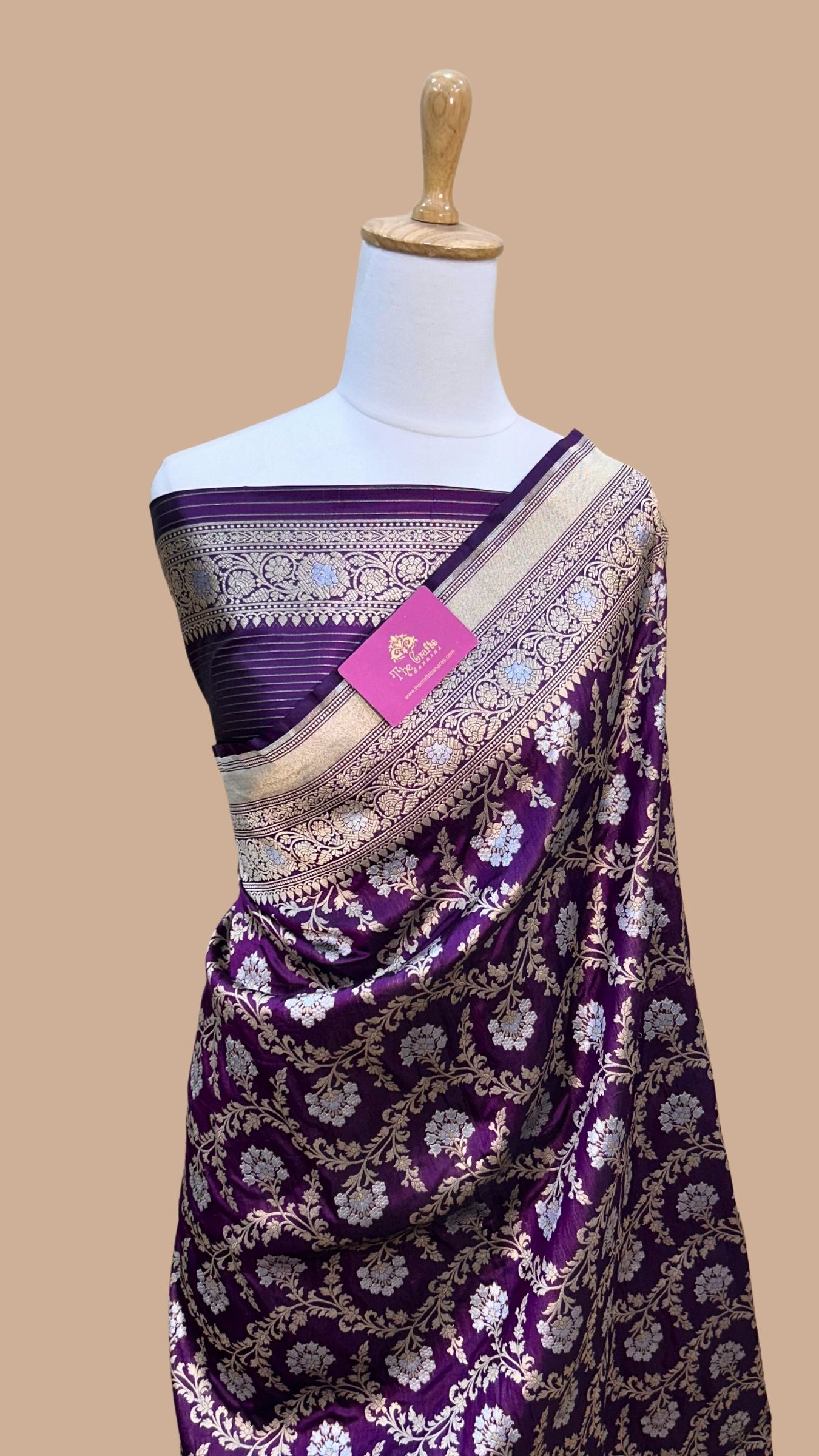 Pure Katan Silk Handloom Banarasi Saree - All over Sona Roopa Jaal work