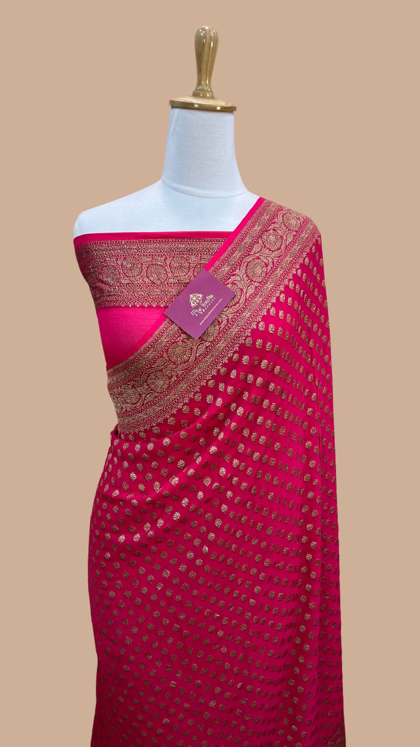 Pure Crepe Georgette Banarasi Saree - Antique Zari