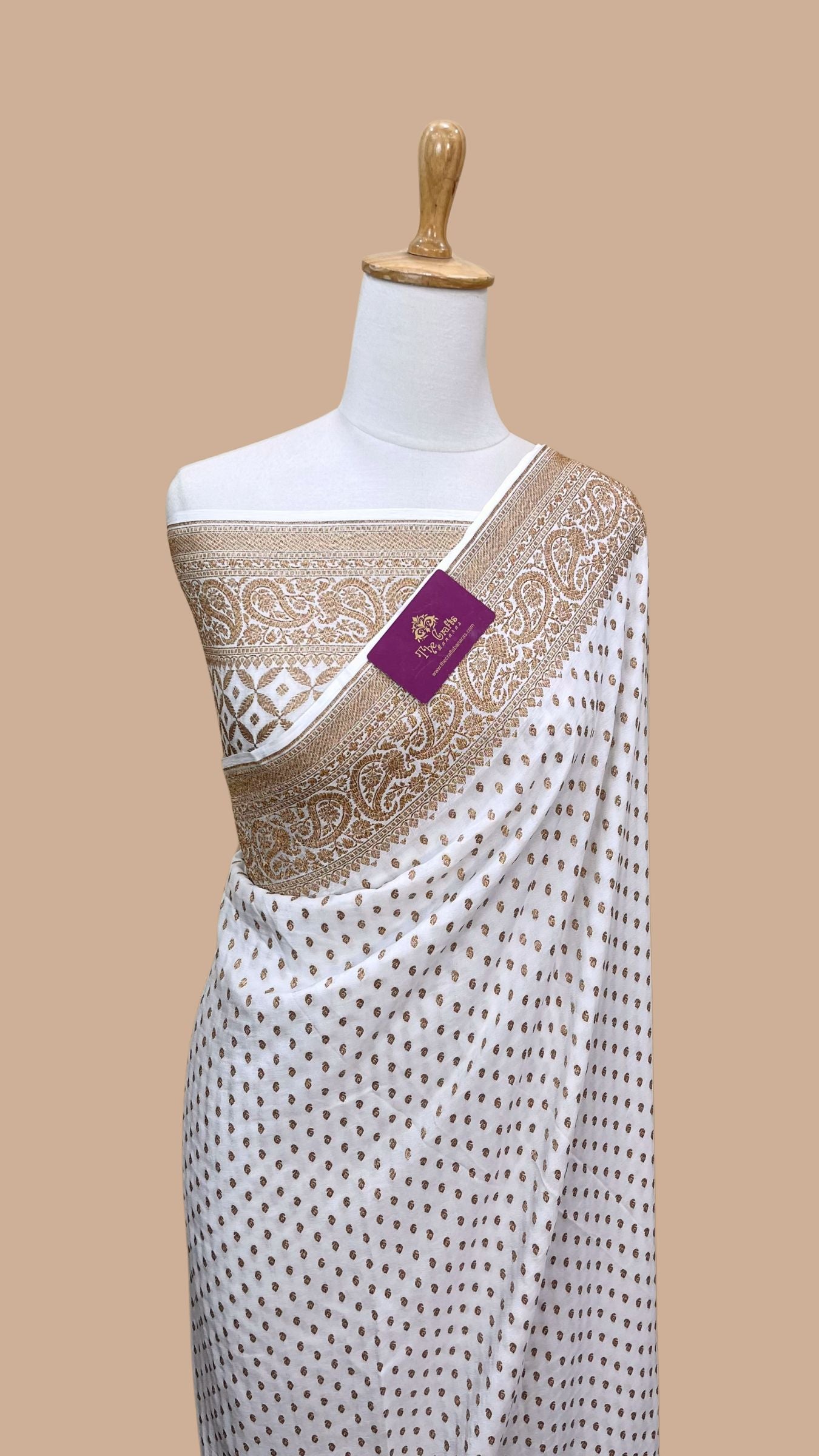 Pure Crepe Georgette Banarasi Saree - Antique Zari