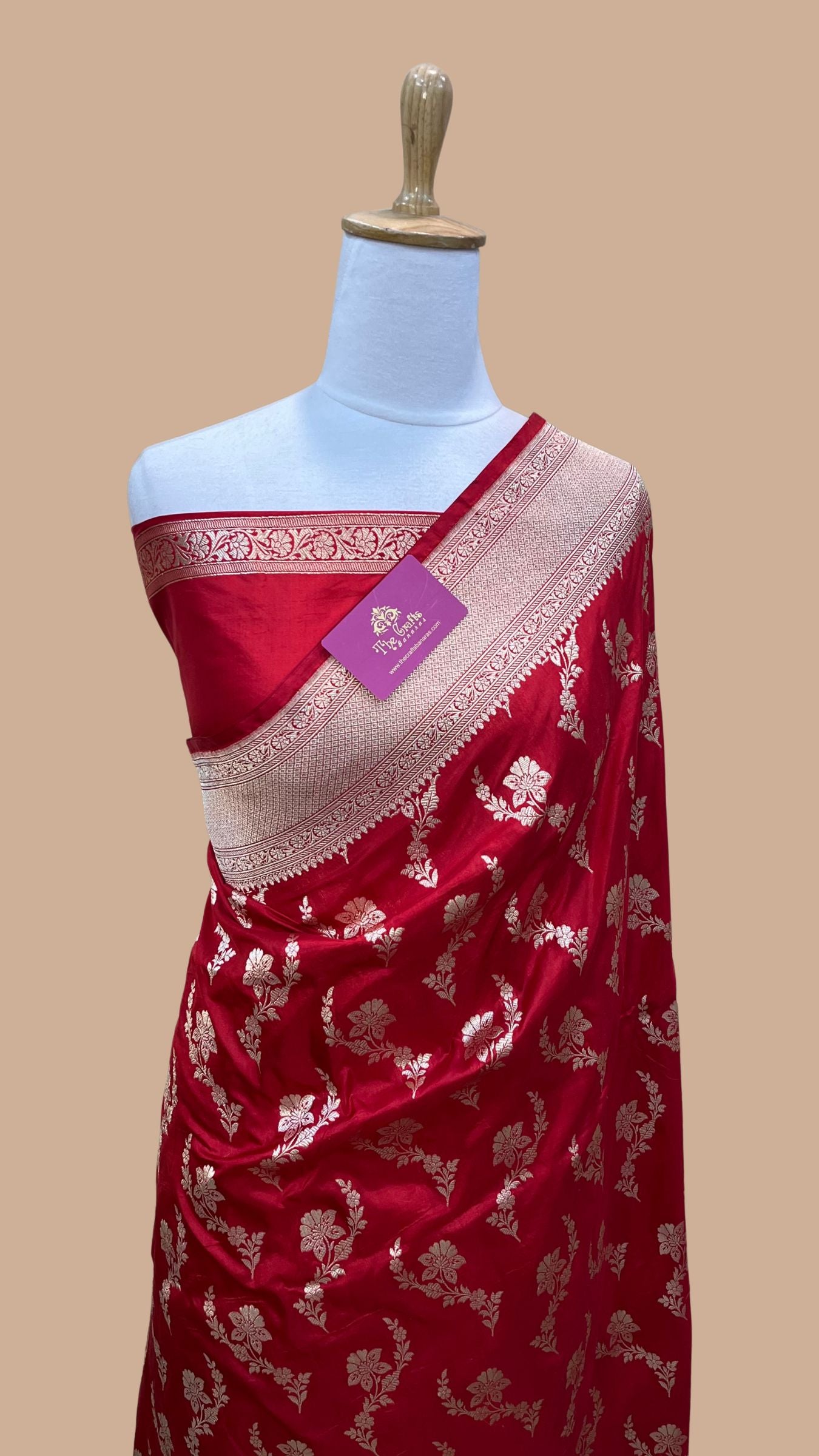 Pure Katan Silk Handloom Banarasi Saree - Jaal work