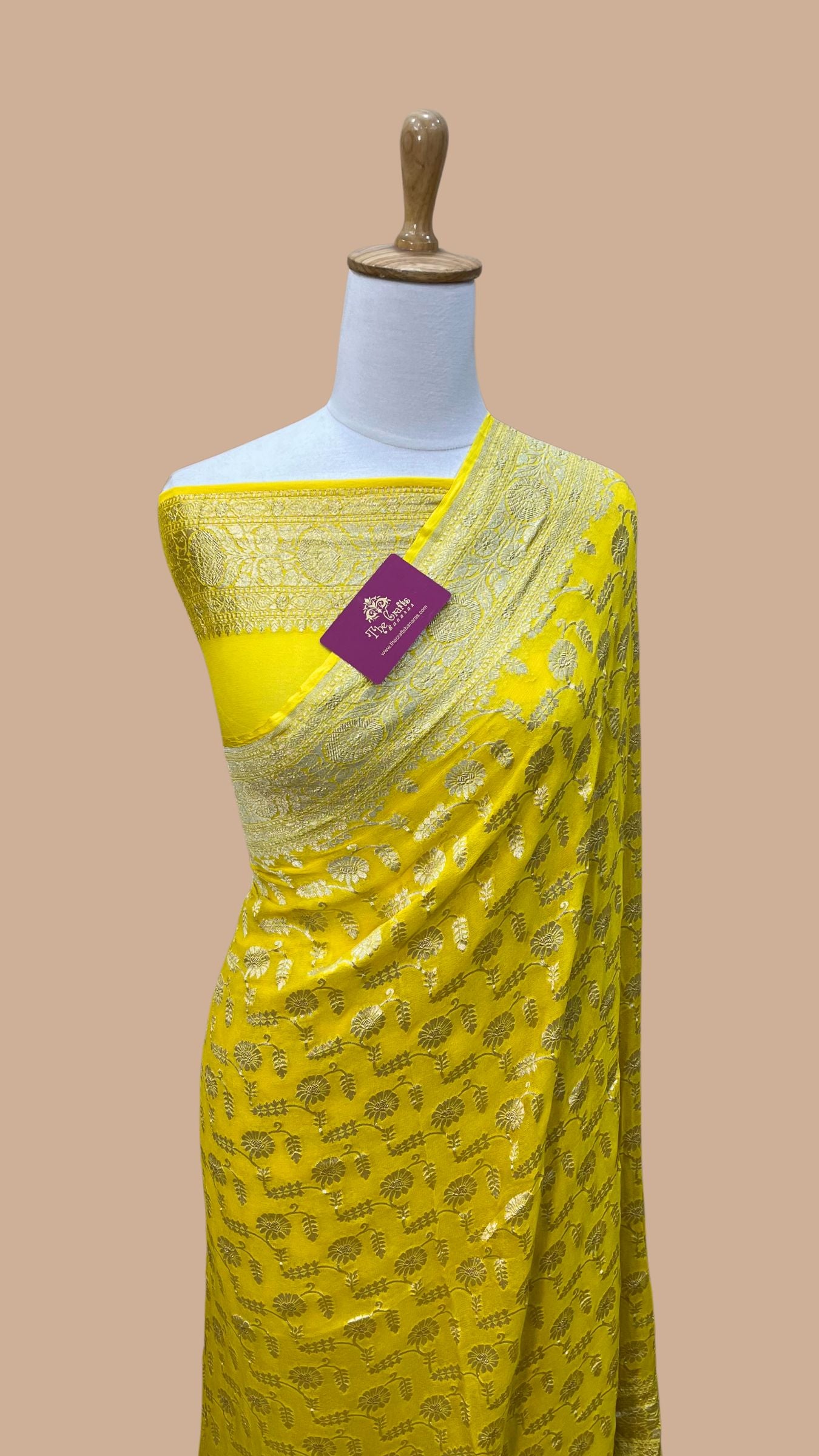 Khaddi Georgette Handloom Banarasi Saree - Water Zari