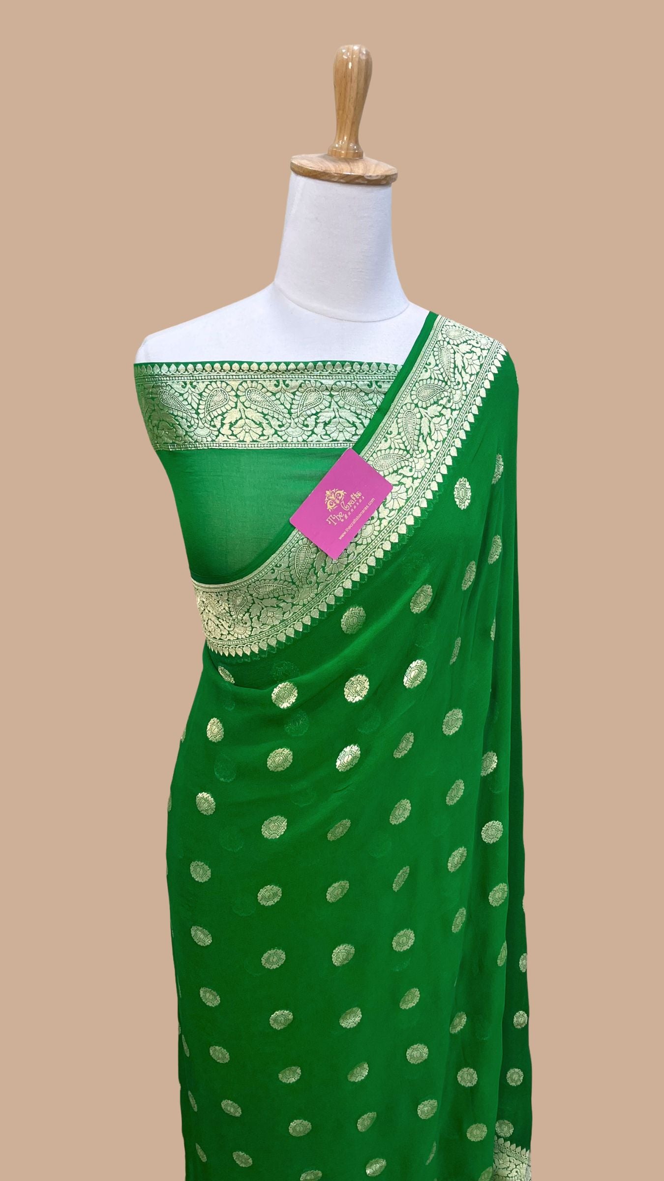 Khaddi Georgette Handloom Banarasi Saree - Water Zari