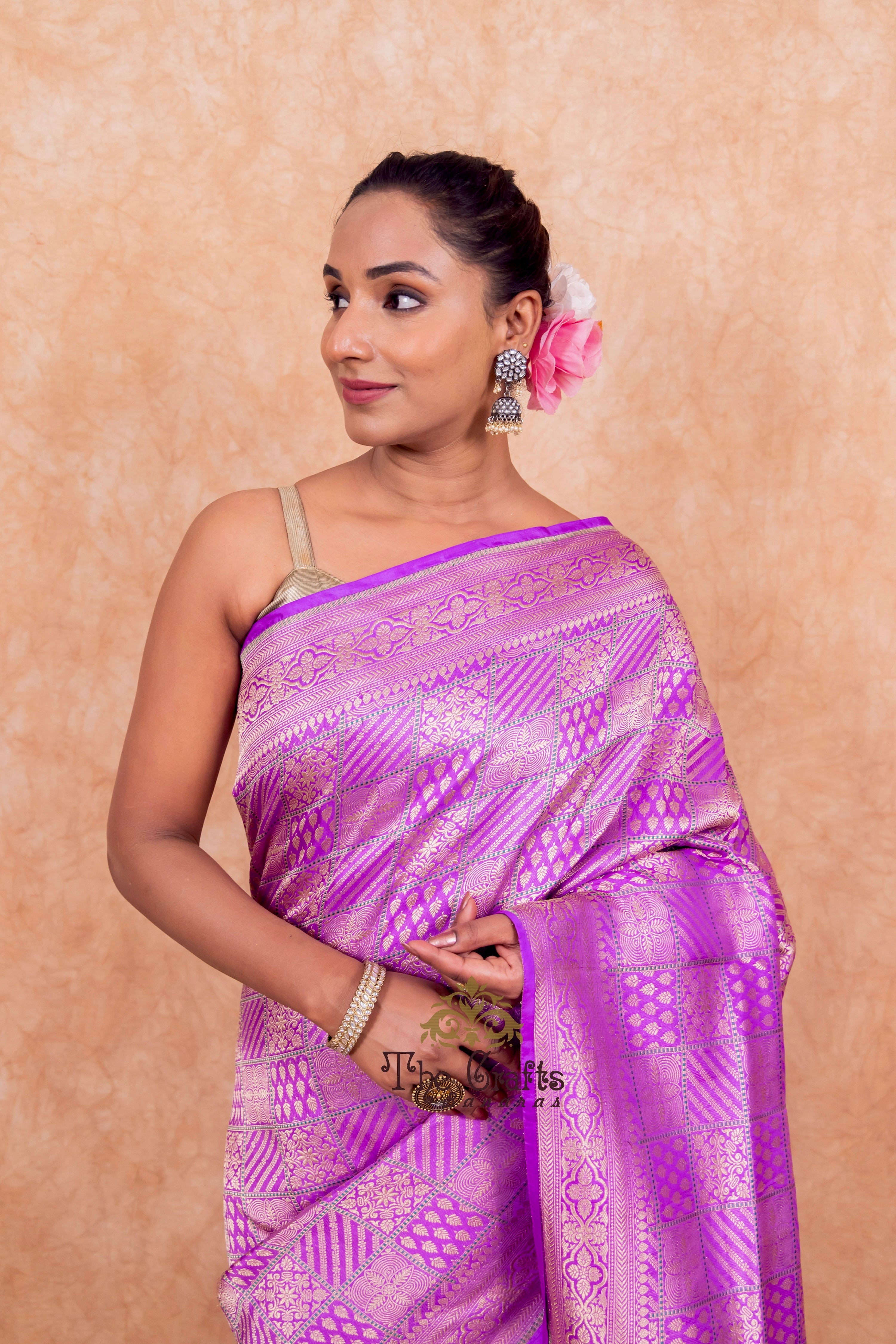 Pure Katan Silk Handloom Banarasi Saree - Tanchui Brocade Meena