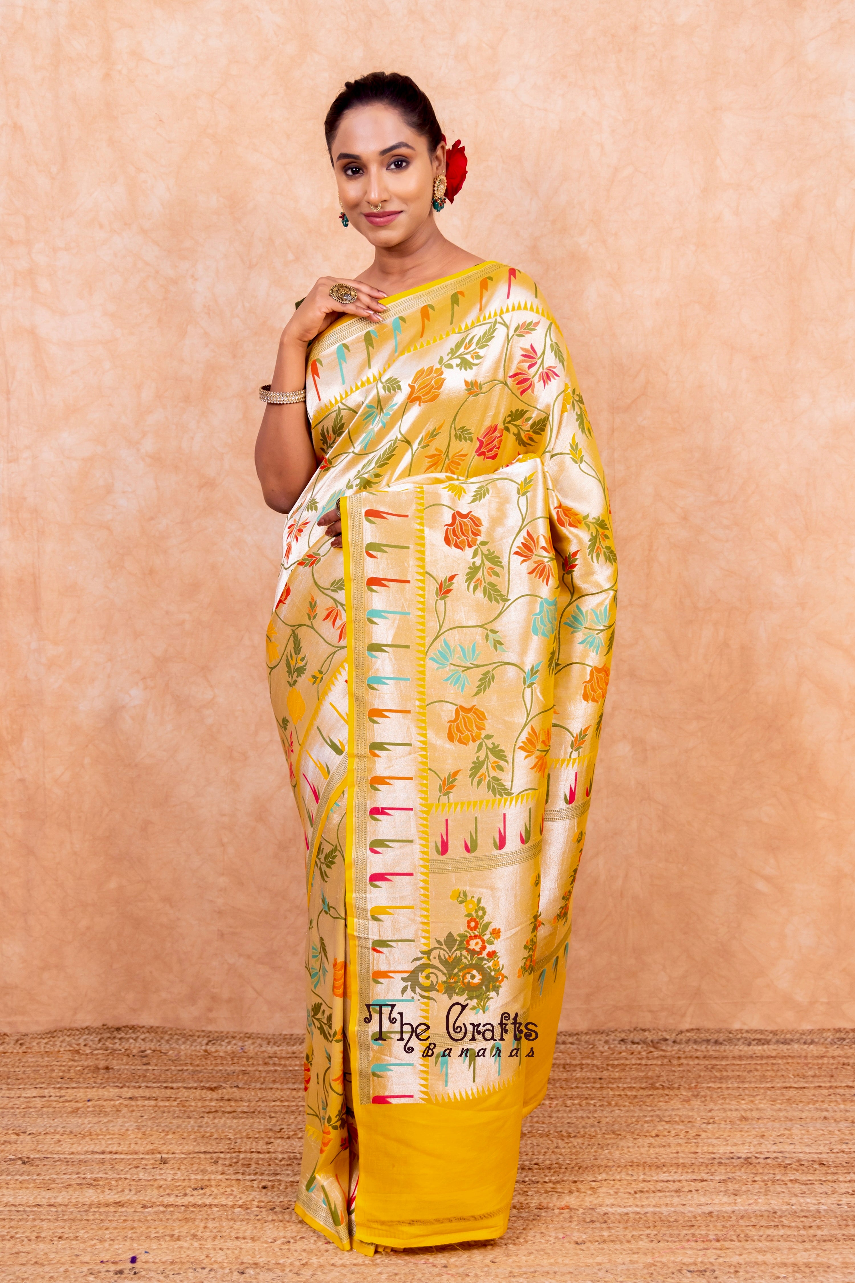 Pure Tussar Georgette Handloom Banarasi Saree - Brocade