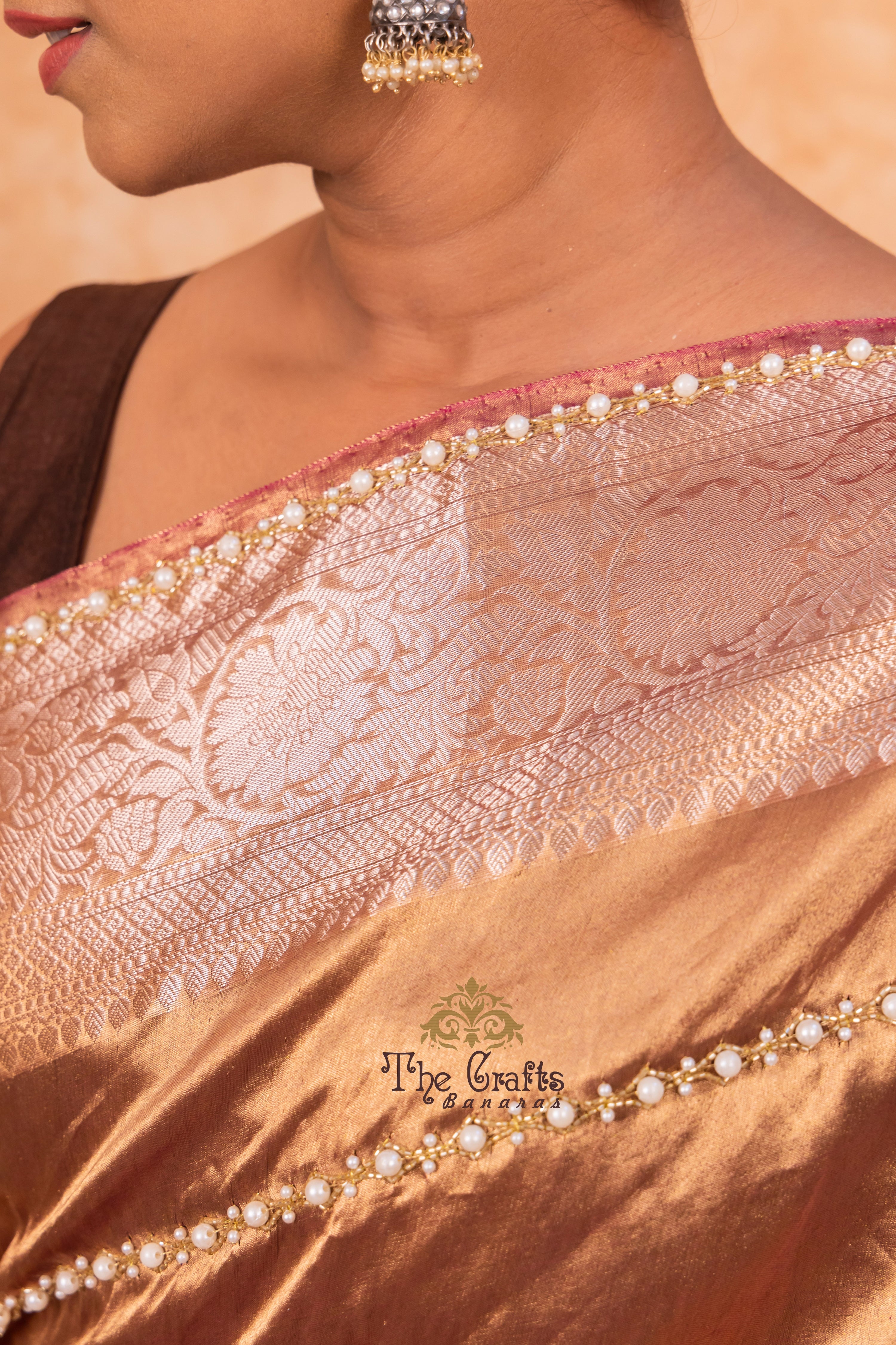 Pure Kora Tissue Silk Banarasi Saree - handwork motifs