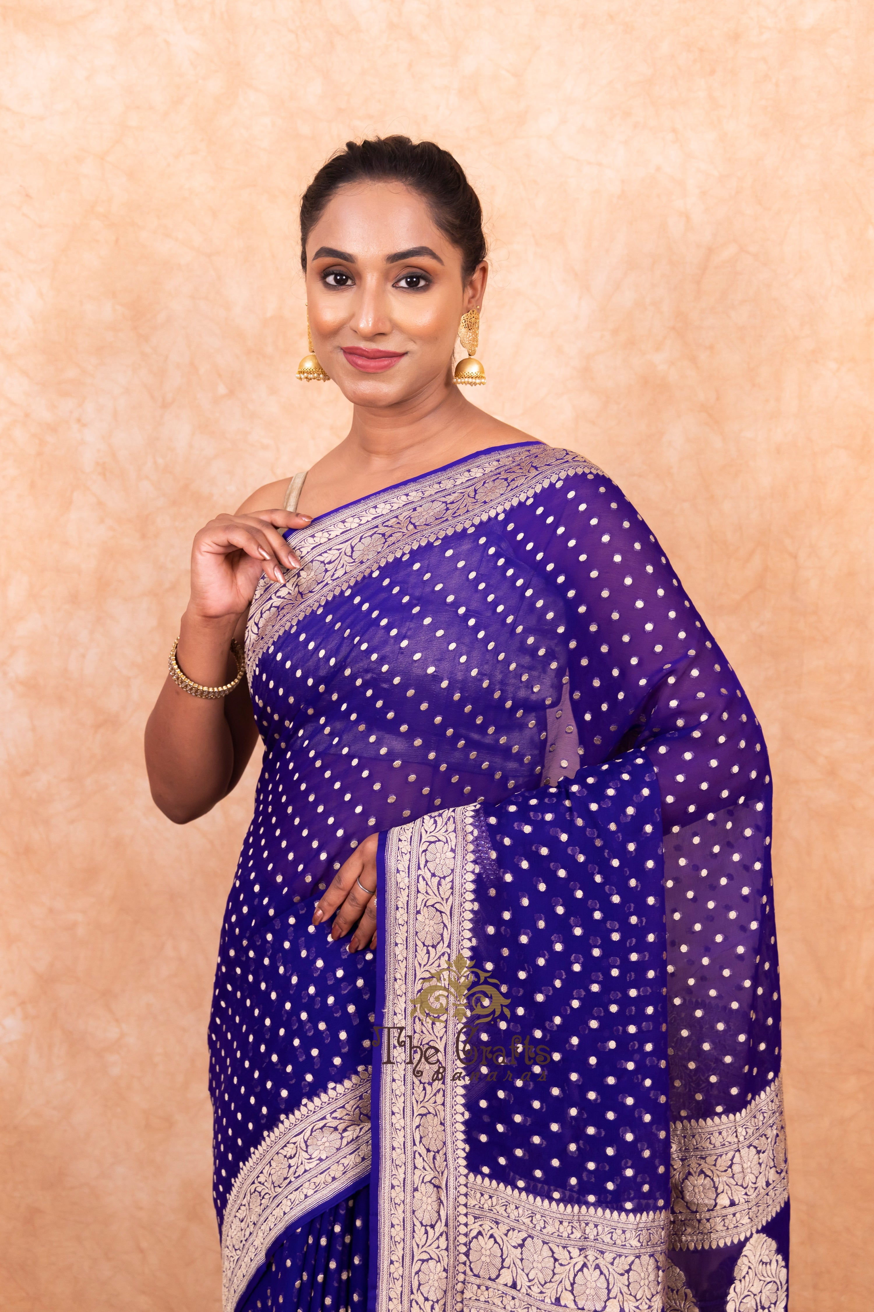 Khaddi Georgette Banarasi Saree - Gold Zari