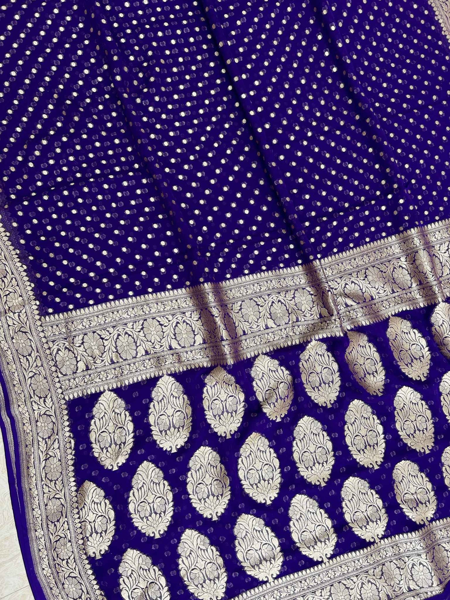 Khaddi Georgette Banarasi Saree - Gold Zari