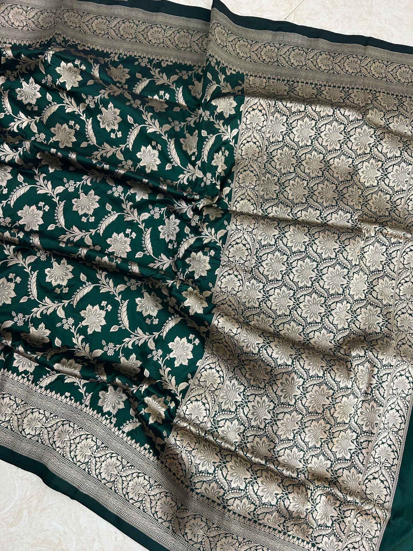 Pure Katan Silk Handloom Banarasi Saree - Jaal work
