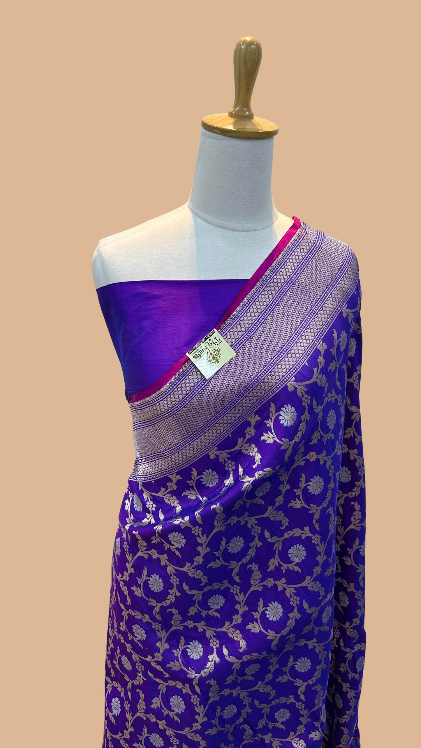 Pure Katan Silk Handloom Banarasi Saree - All over sona roopa jaal work